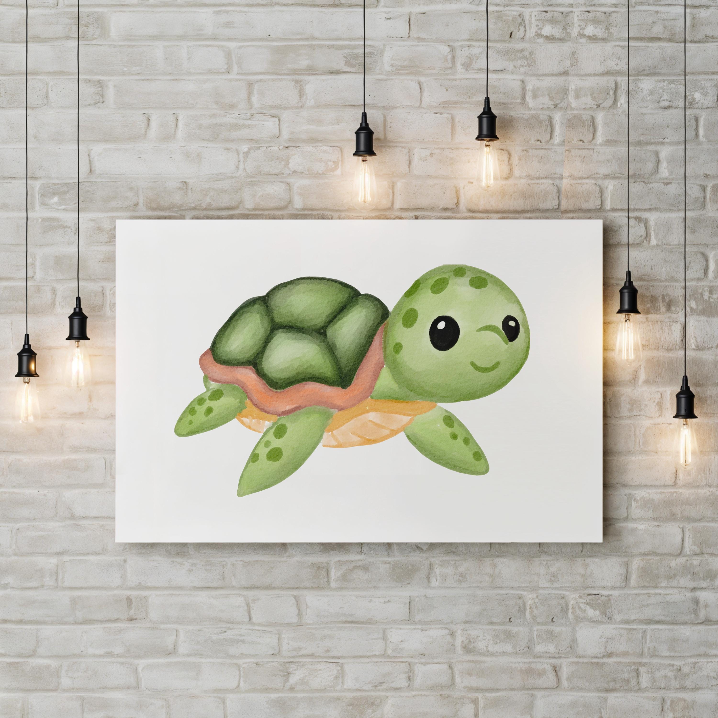 Watercolor Sea Turtle Nursery – Period Illustration Wall Art | Kids Room Canvas Print