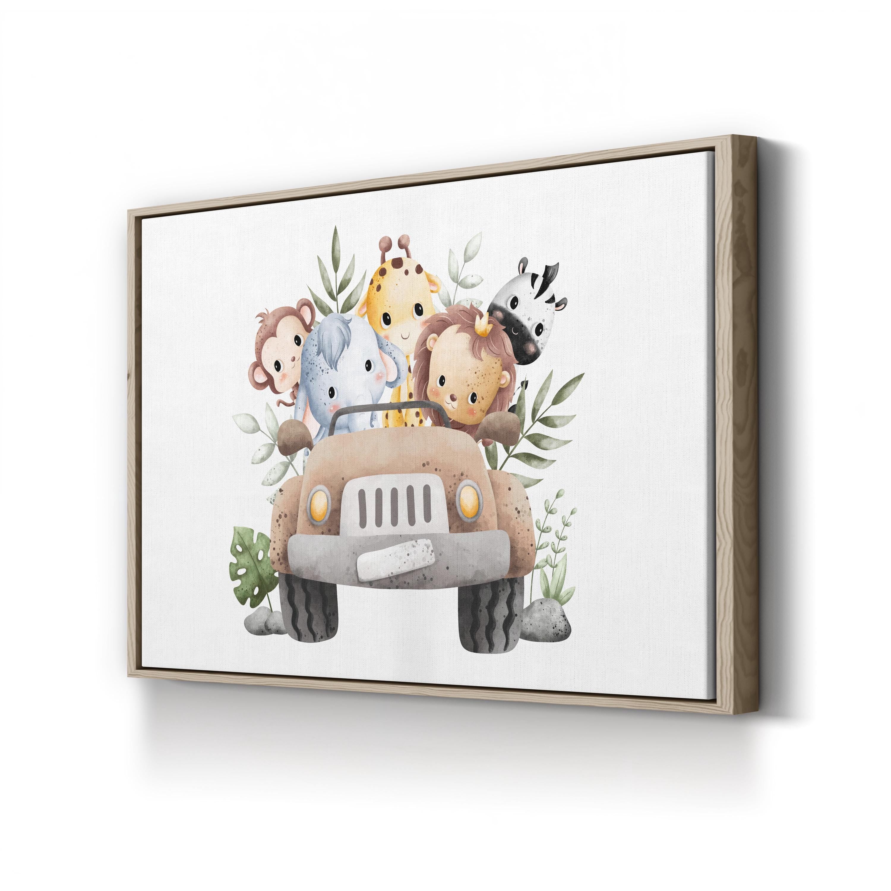 Nursery Jungle Animal Wall Art | Storybook Jungle Animals Baby Room Canvas Decor