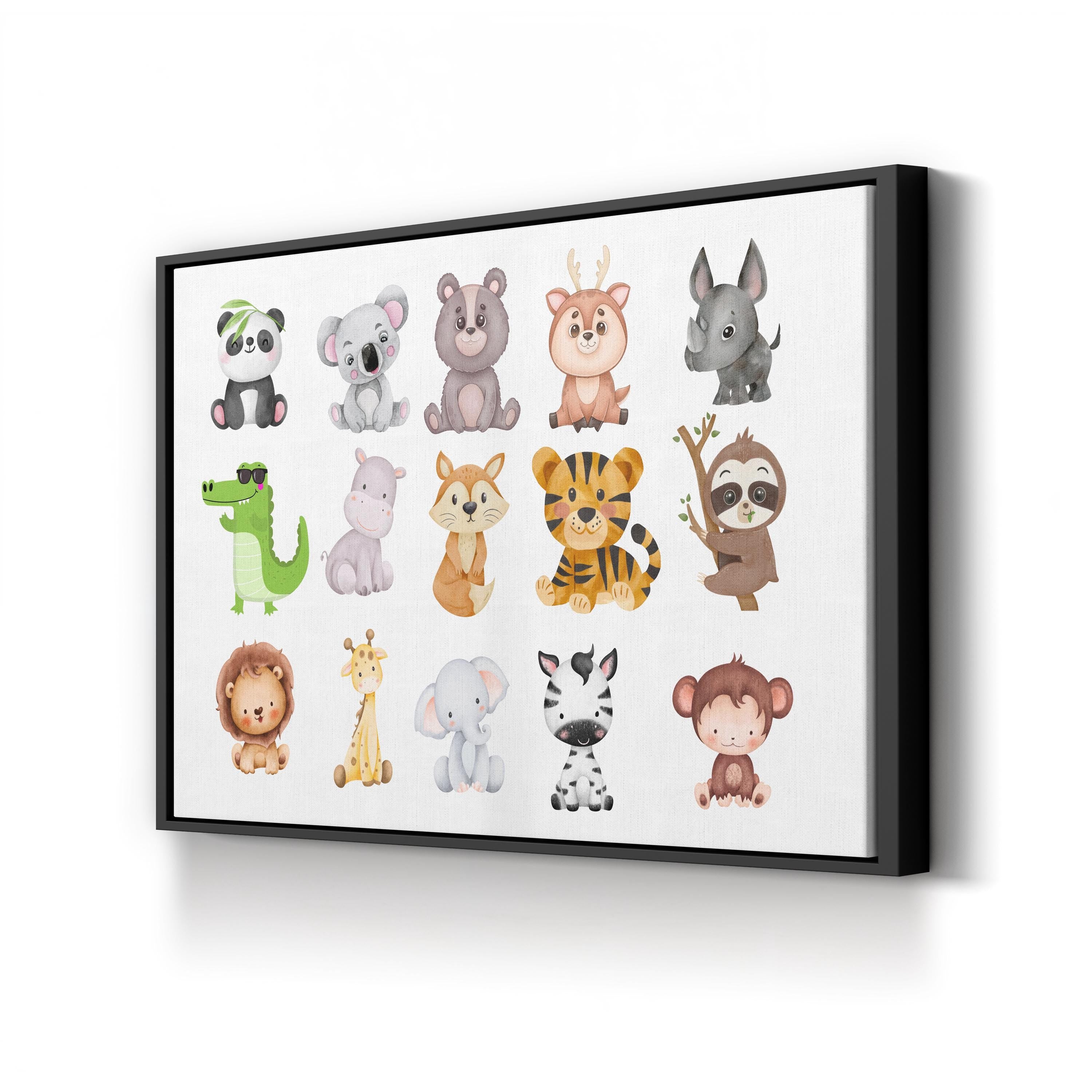 Safari Animal Canvas Wall Art | Jungle Nursery Illustration