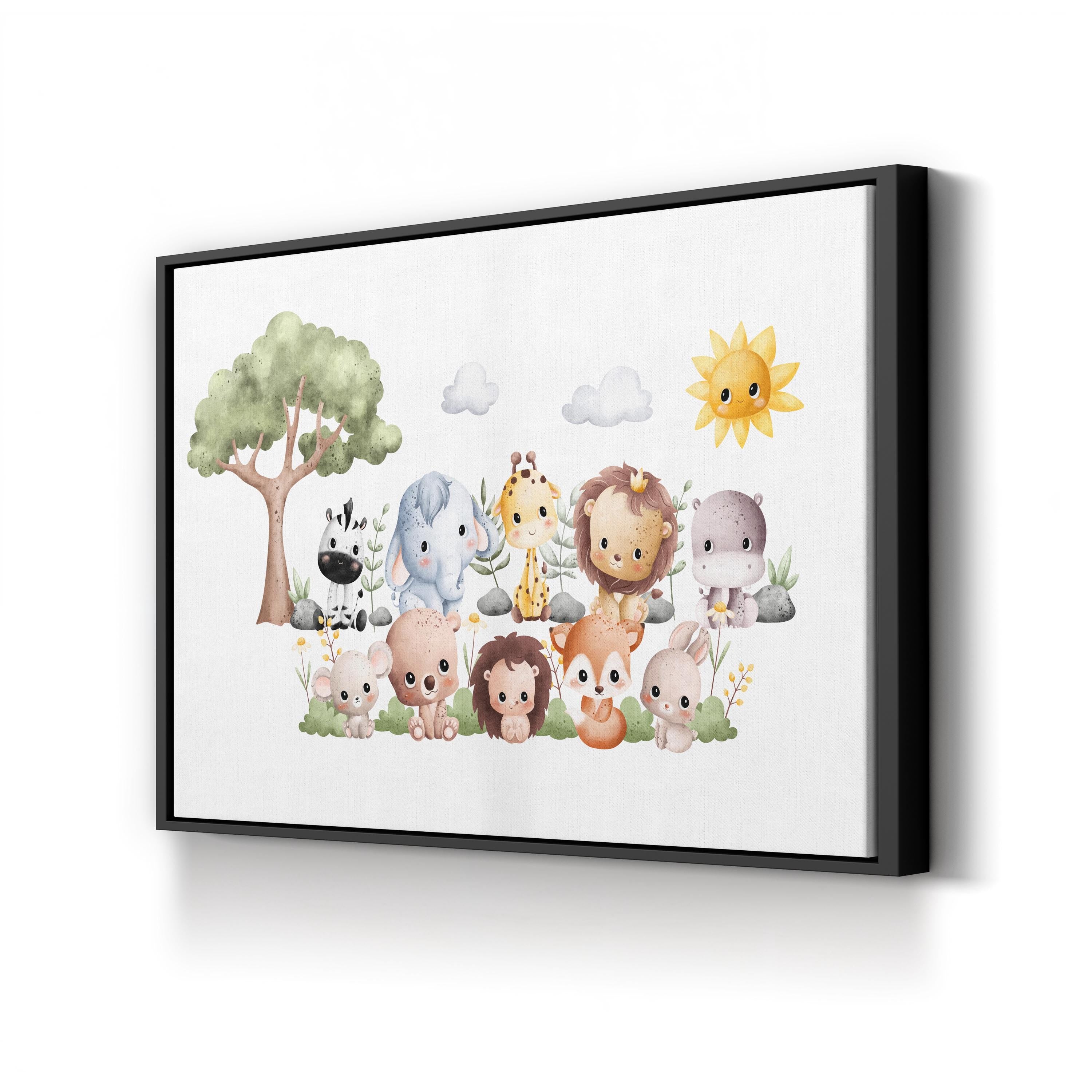 Watercolor Safari Animals – Period Illustration Wall Art | Nursery Canvas Print