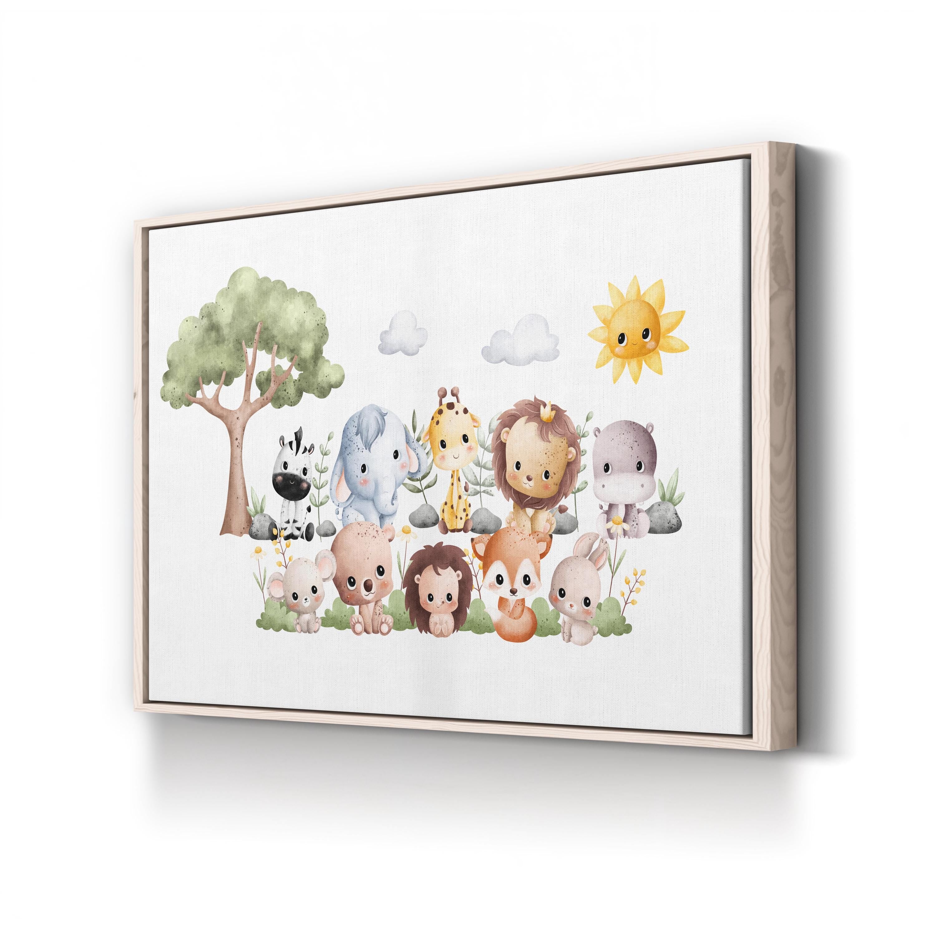 Watercolor Safari Animals – Period Illustration Wall Art | Nursery Canvas Print