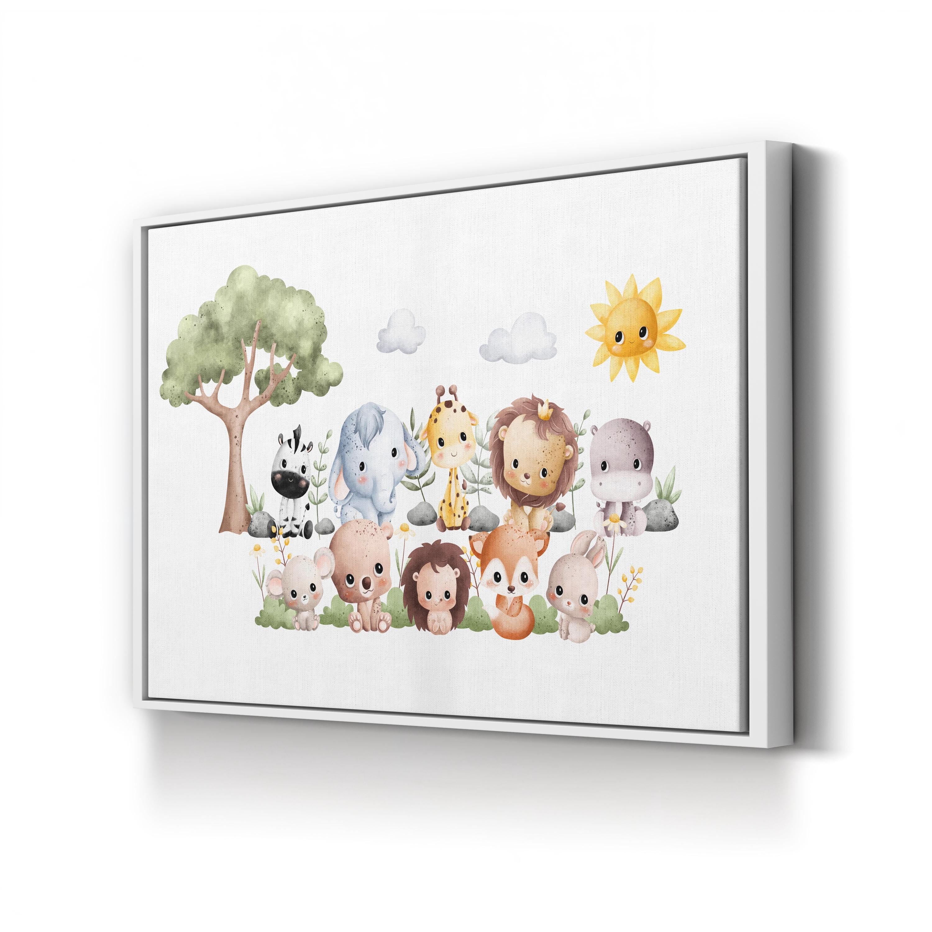 Watercolor Safari Animals – Period Illustration Wall Art | Nursery Canvas Print