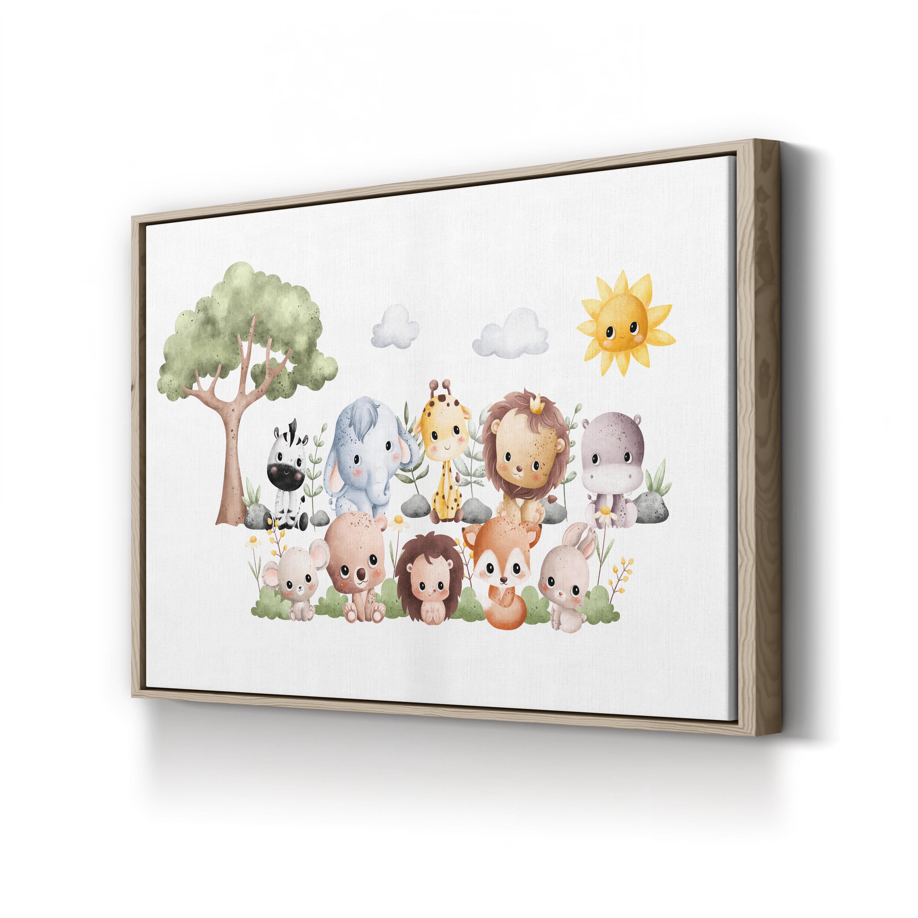 Watercolor Safari Animals – Period Illustration Wall Art | Nursery Canvas Print