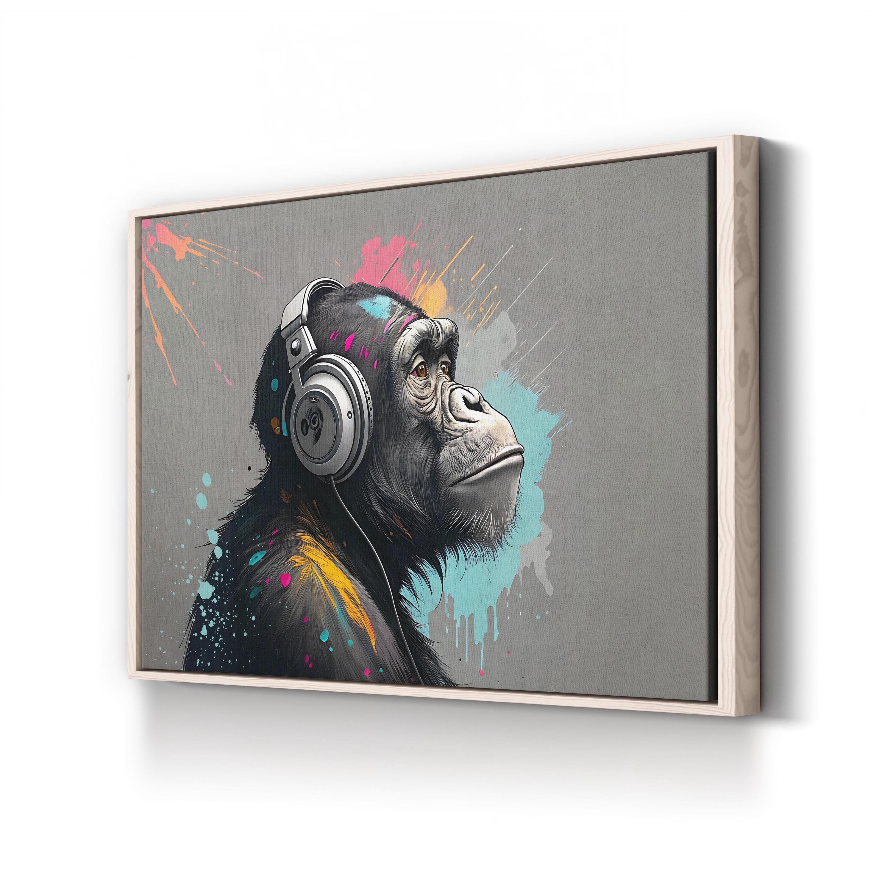 Gorilla with Headphones Wall Art