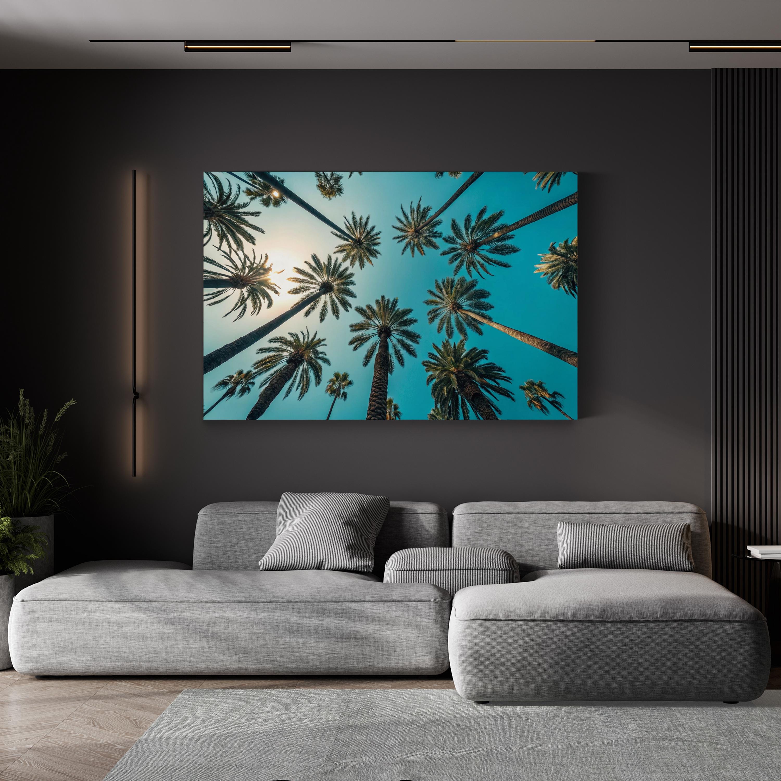 Los Angeles Sunset Wall Art | Palm Trees at Dusk, California Cityscape Canvas