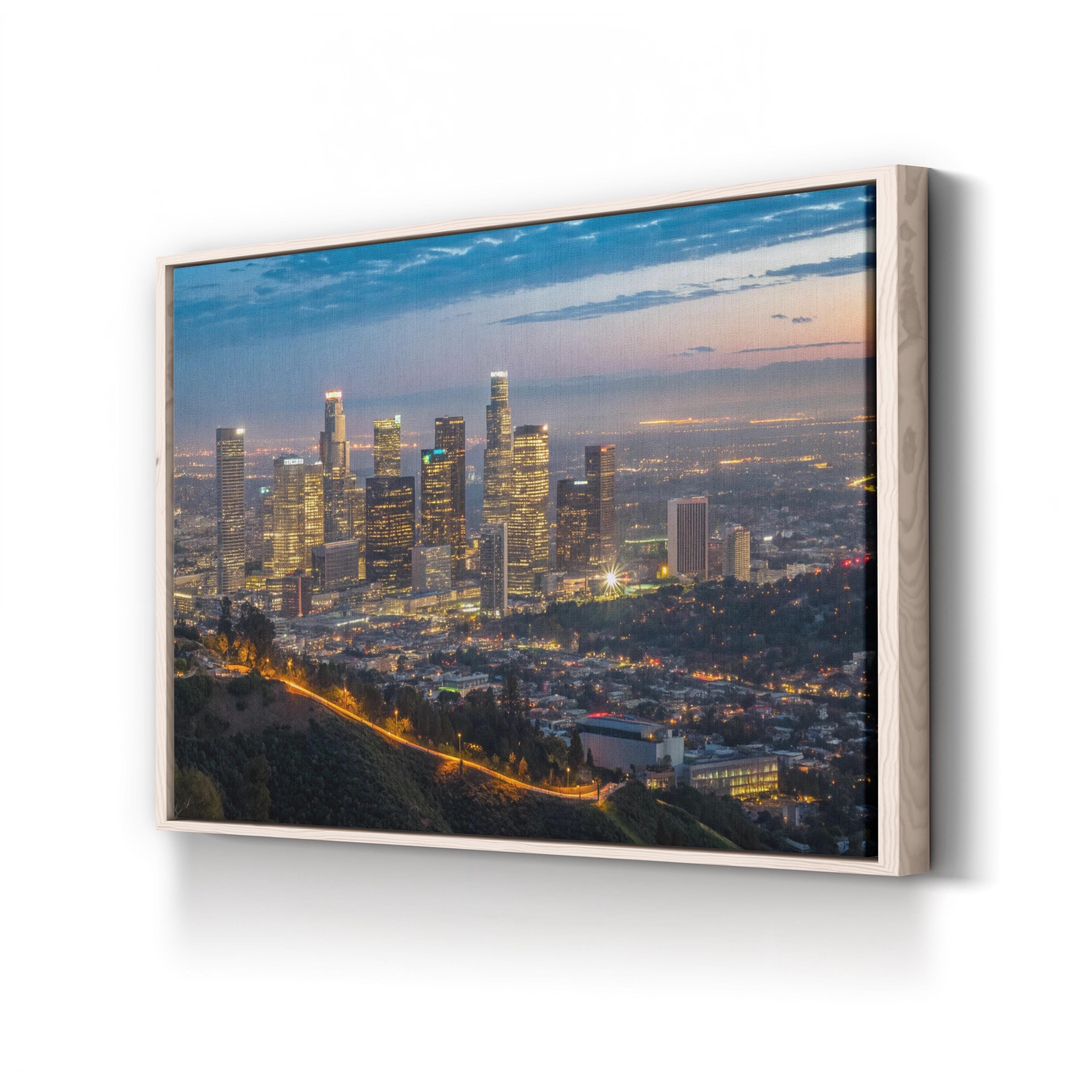 Los Angeles Cityscape Wall Art | Downtown Los Angeles Night Skyline Photography Canvas