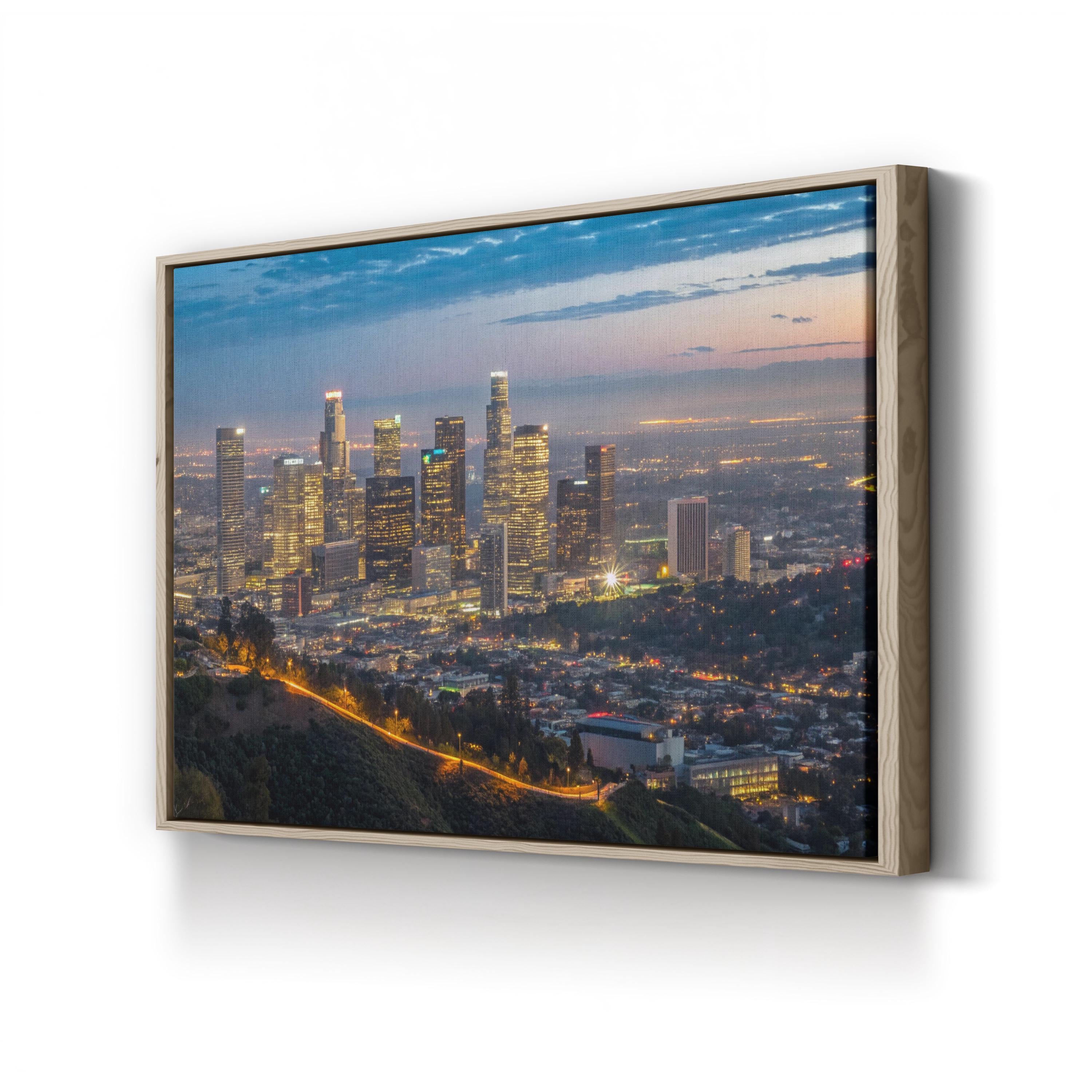 Los Angeles Cityscape Wall Art | Downtown Los Angeles Night Skyline Photography Canvas