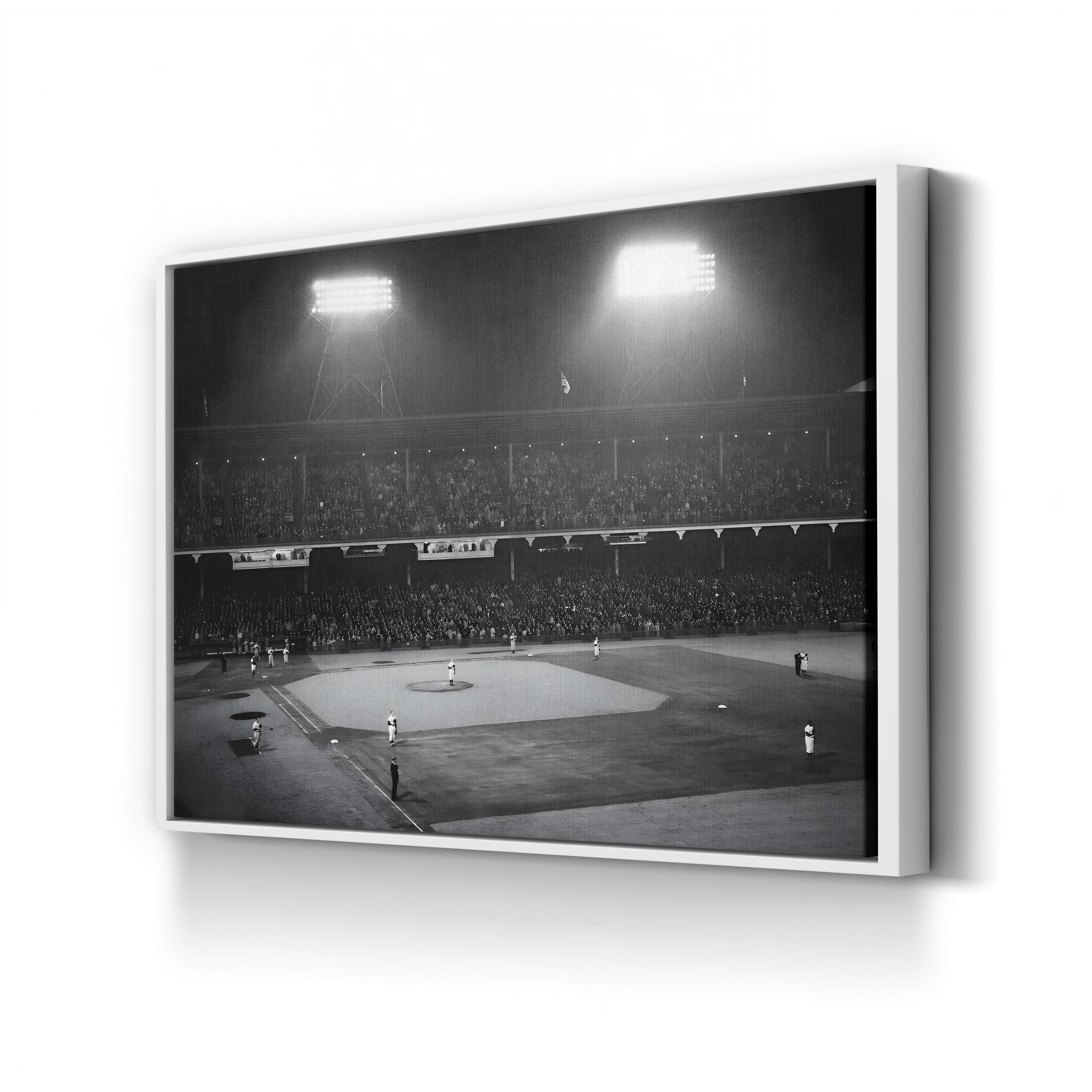 Ebbets Field 1947 Night Game Wall Art – Vintage Brooklyn Baseball Under the Lights Canvas Print