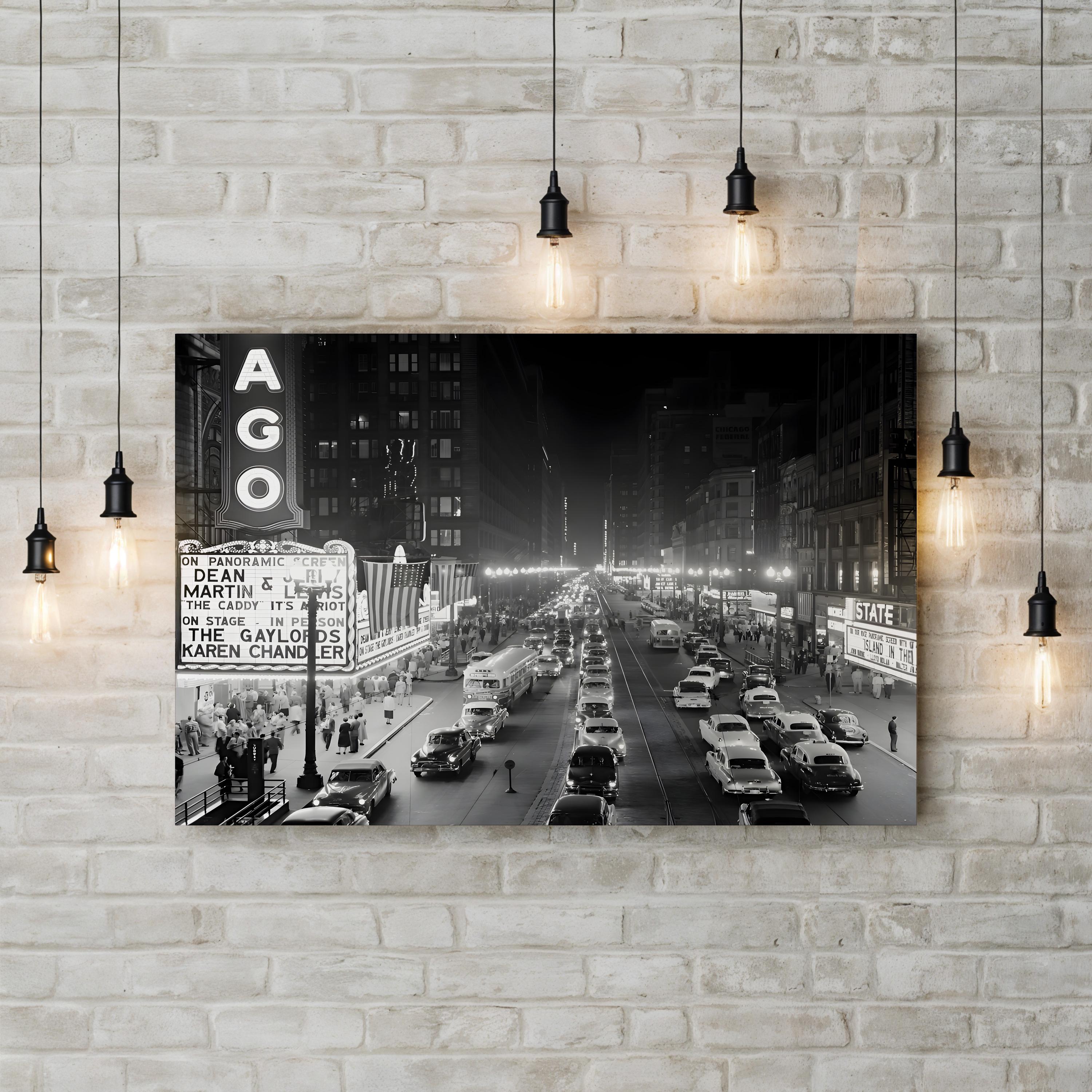 Chicago State Street, 1950s – Vintage Photography Wall Art | Vintage Cityscape Canvas Print
