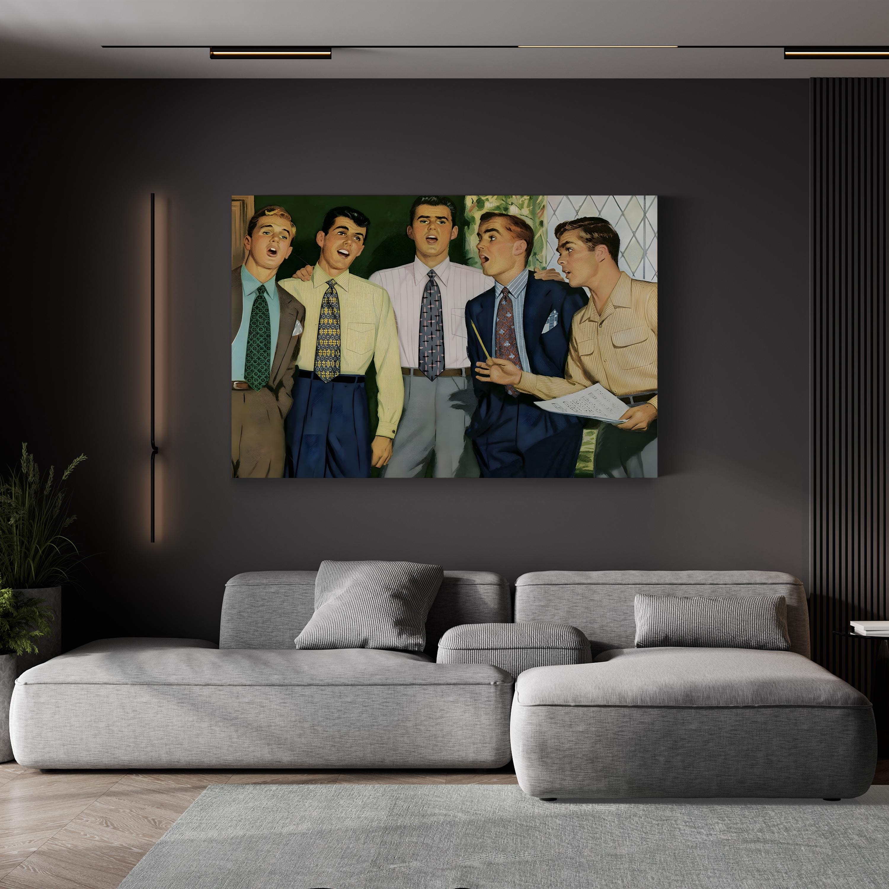 1950s Musician Portrait – Period Illustration Wall Art | Mid-Century Music Canvas Print