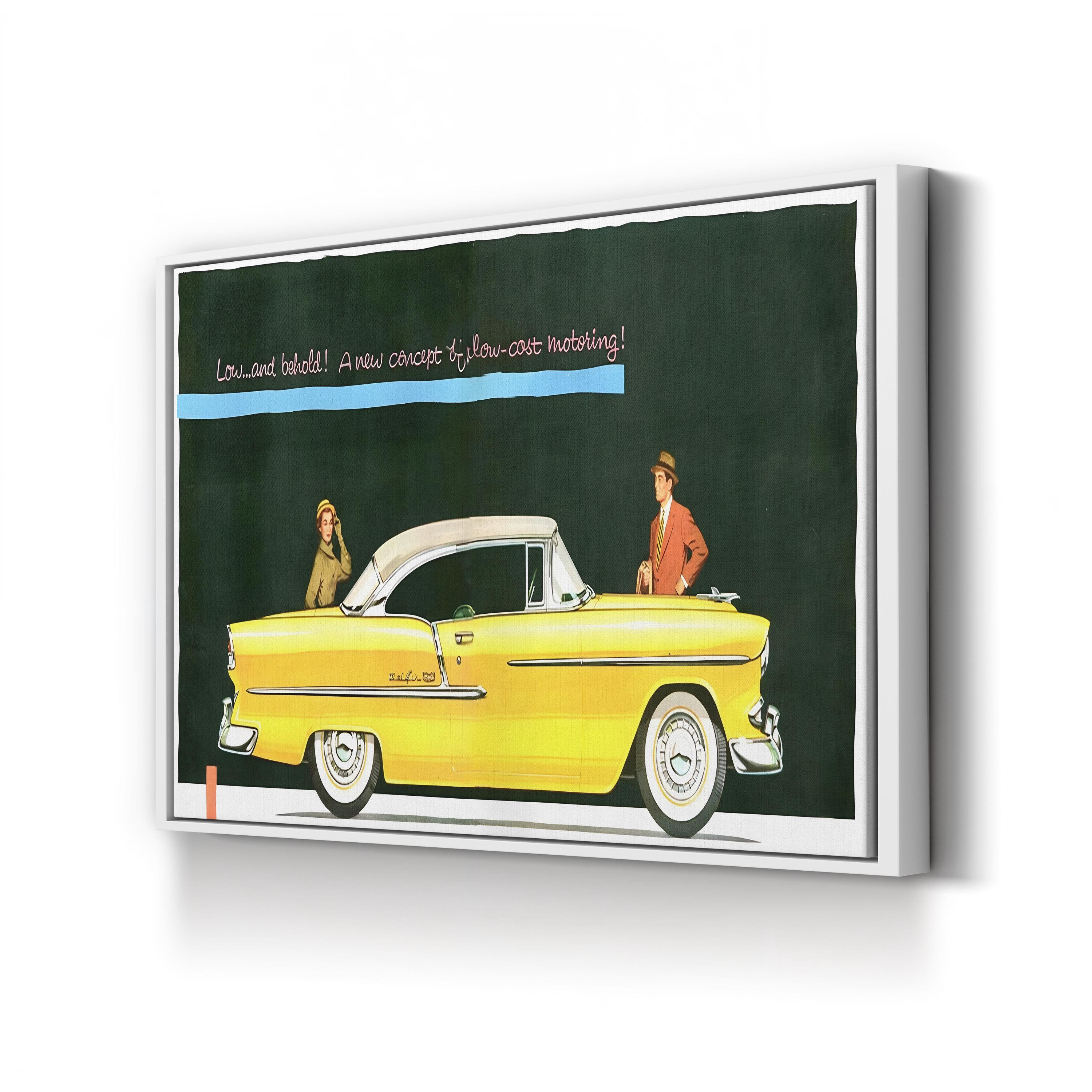 1950s Chevrolet Yellow Car Ad – Period Advertisement Wall Art | Retro Automotive Canvas Print