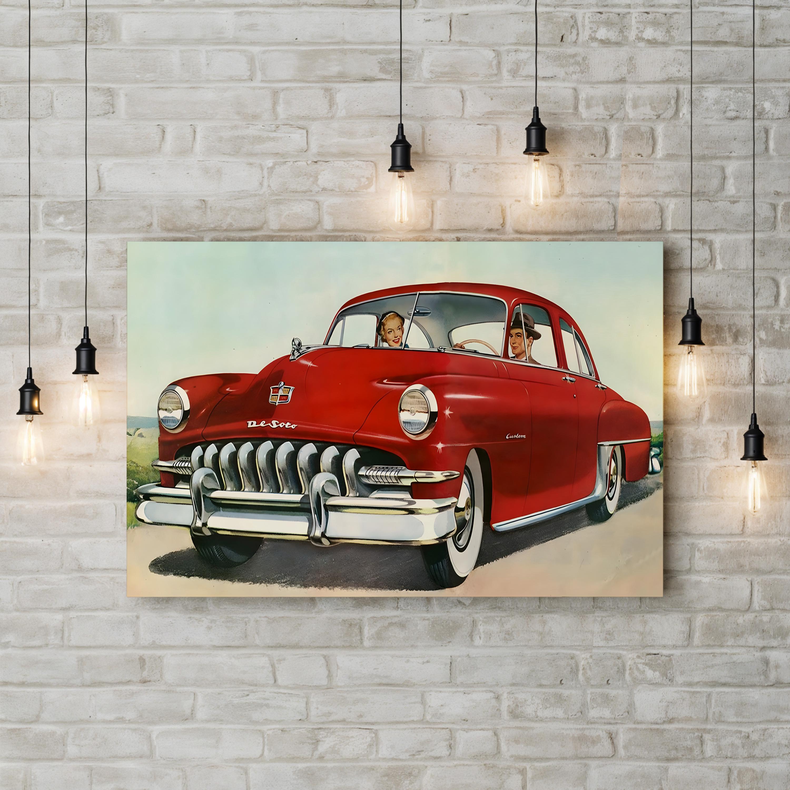 1950s Dodge Red Coupe – Vintage Photography Wall Art | Retro Automotive Canvas Print