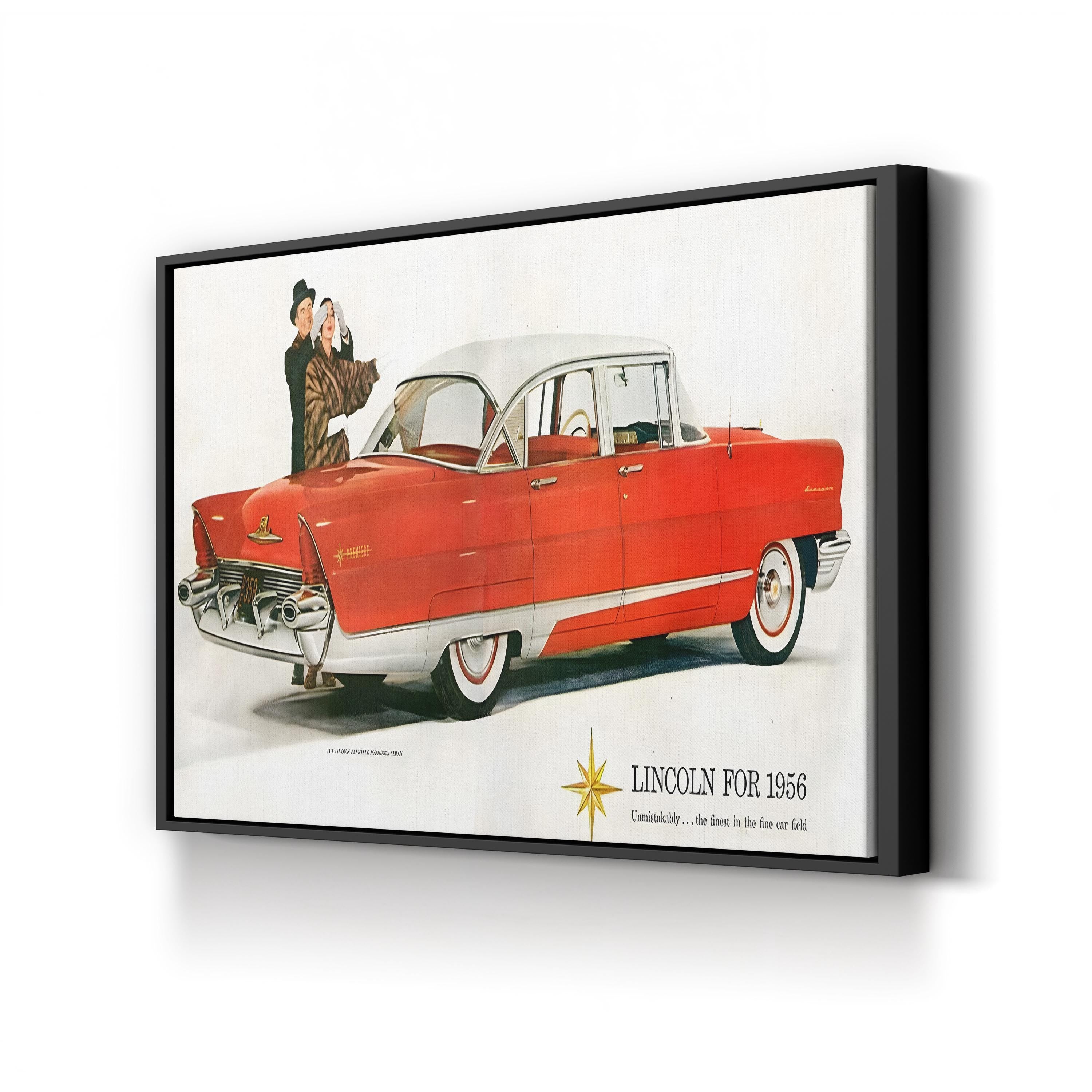 1956 Lincoln Magazine Advertisement – Period Advertisement Wall Art | Vintage Automotive Canvas Print