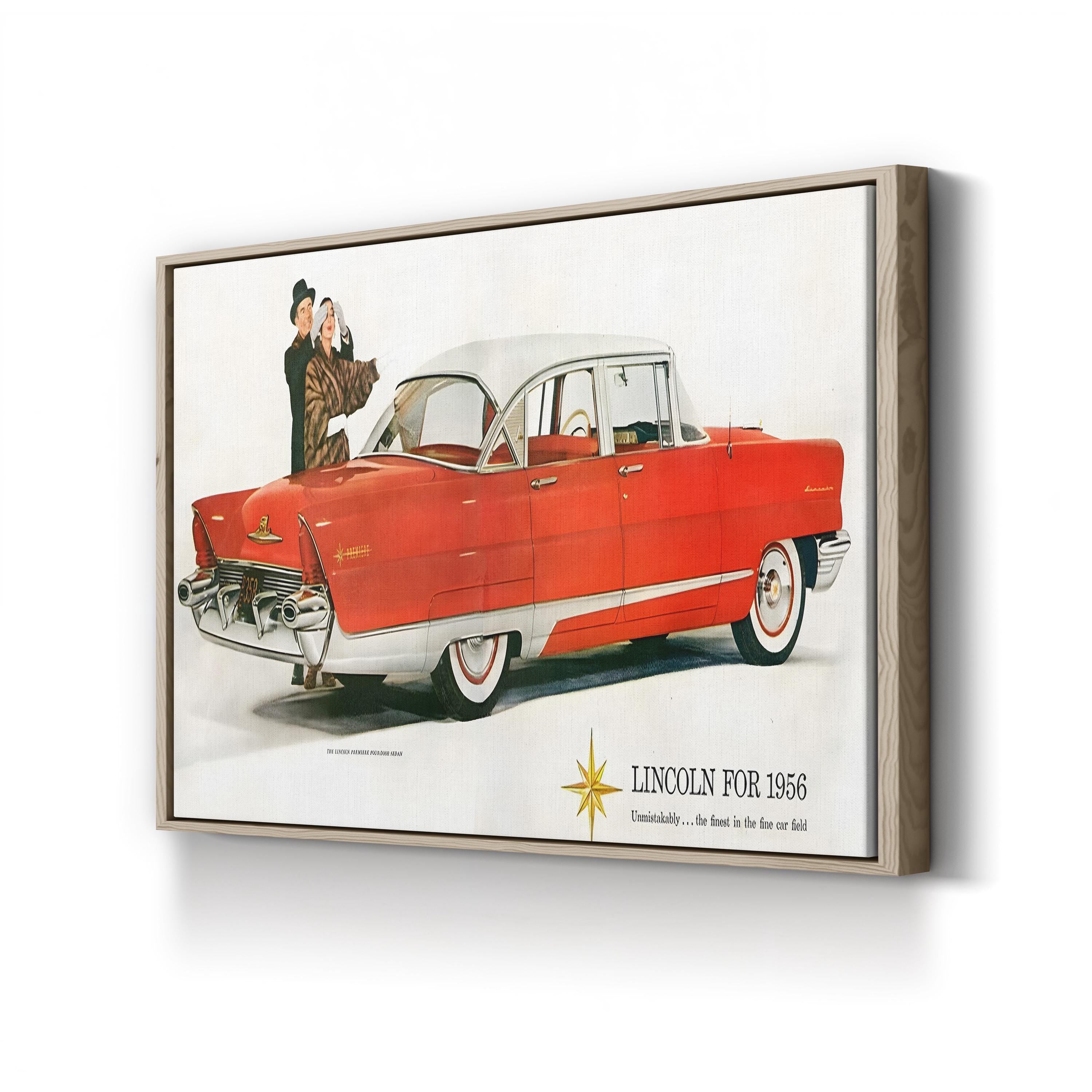 1956 Lincoln Magazine Advertisement – Period Advertisement Wall Art | Vintage Automotive Canvas Print