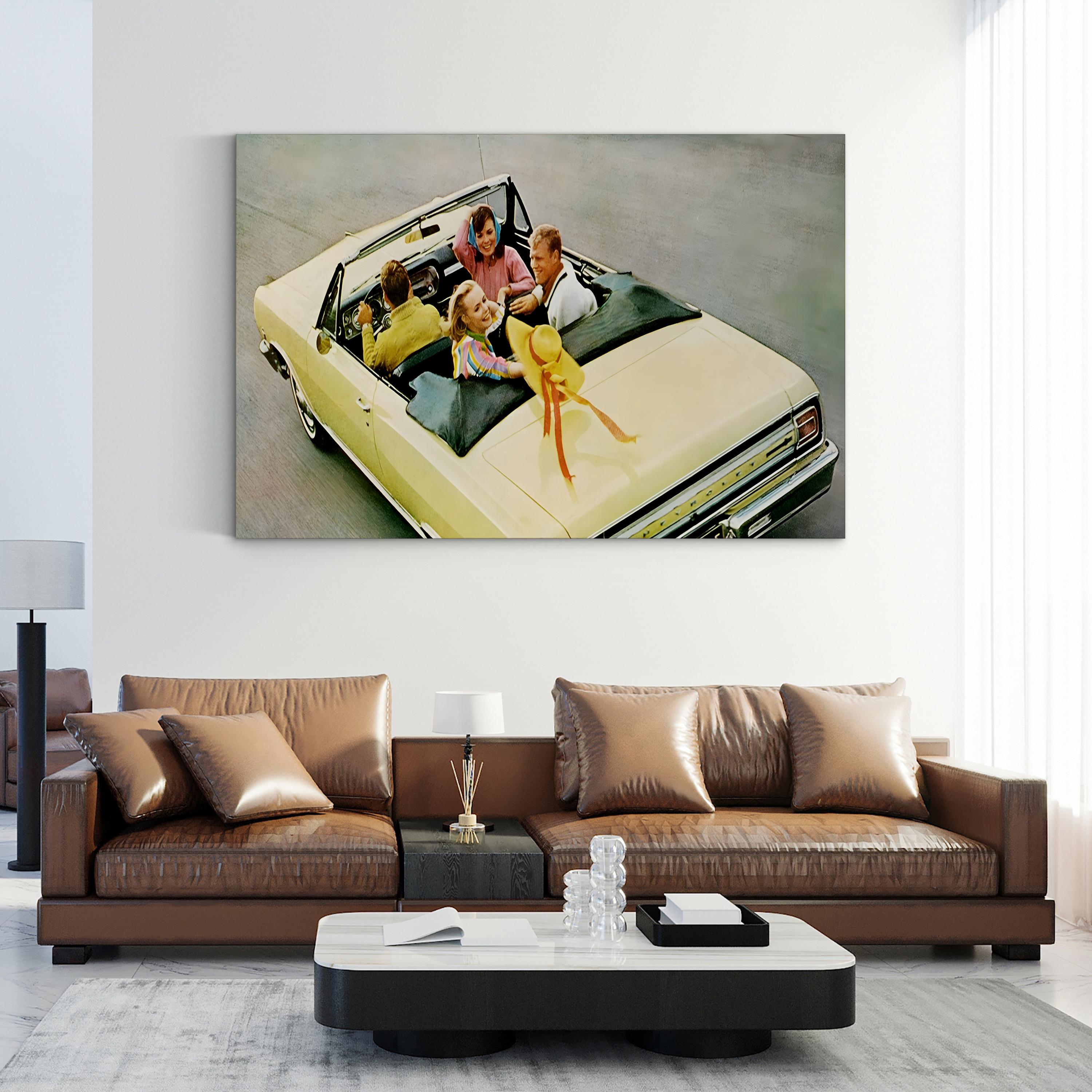 1960s Chevy Convertible Magazine Advert – Period Advertisement Wall Art | Retro Automotive Canvas Print