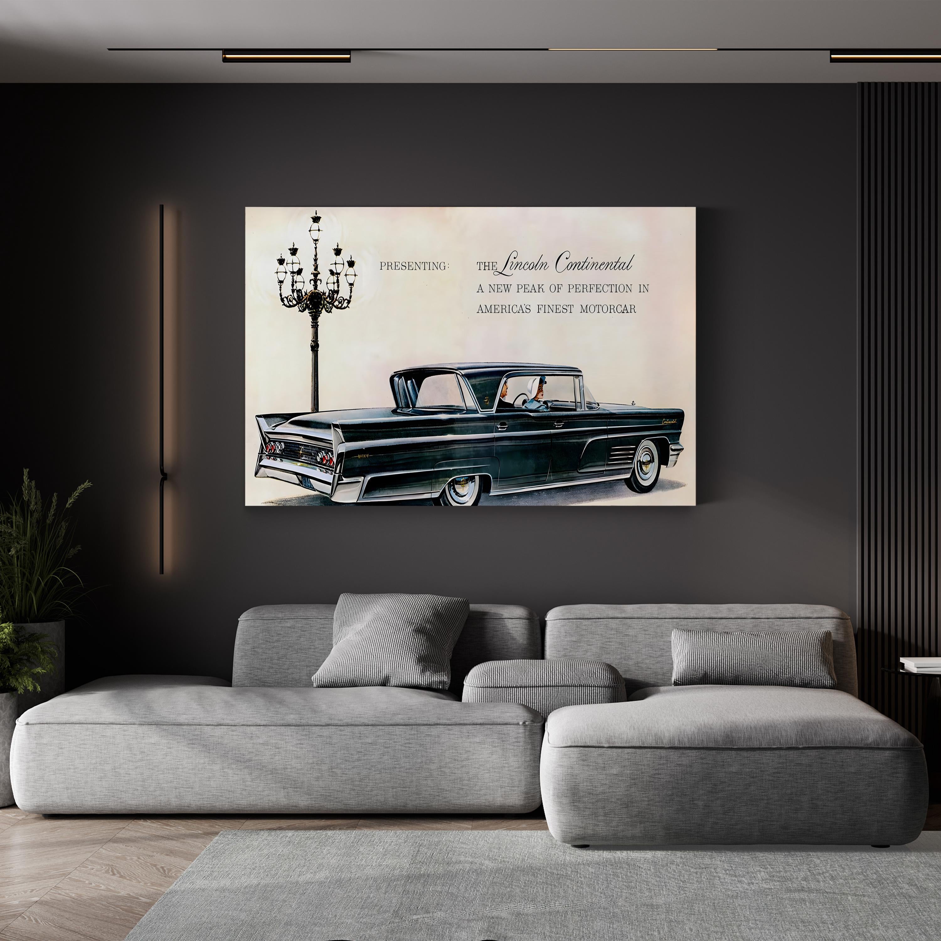 1960s Lincoln Continental Magazine Advert – Period Advertisement Wall Art | Retro Automotive Canvas Print