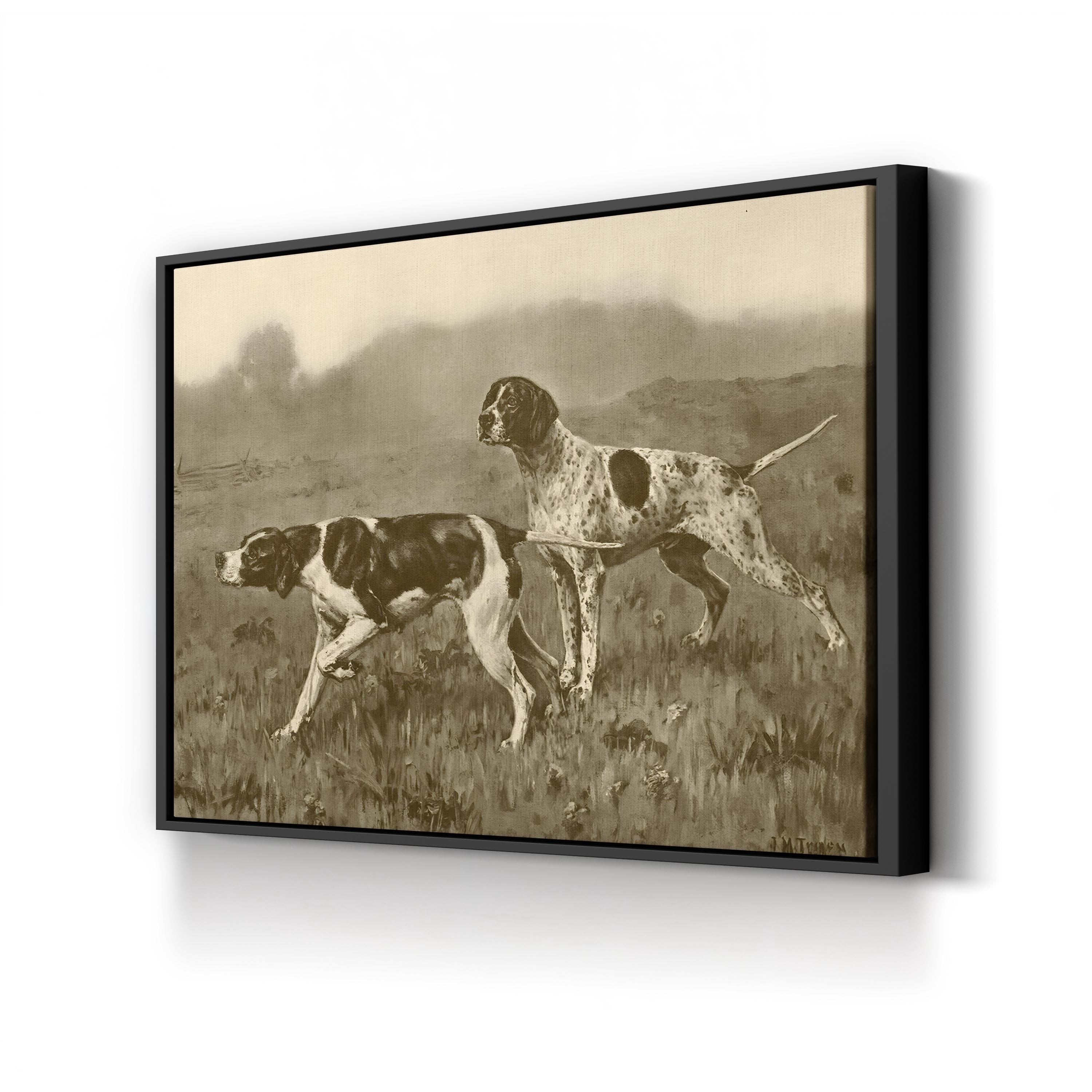 Double Point Hunting Dogs – Period Illustration Wall Art | 19th-Century Sporting Canvas Print