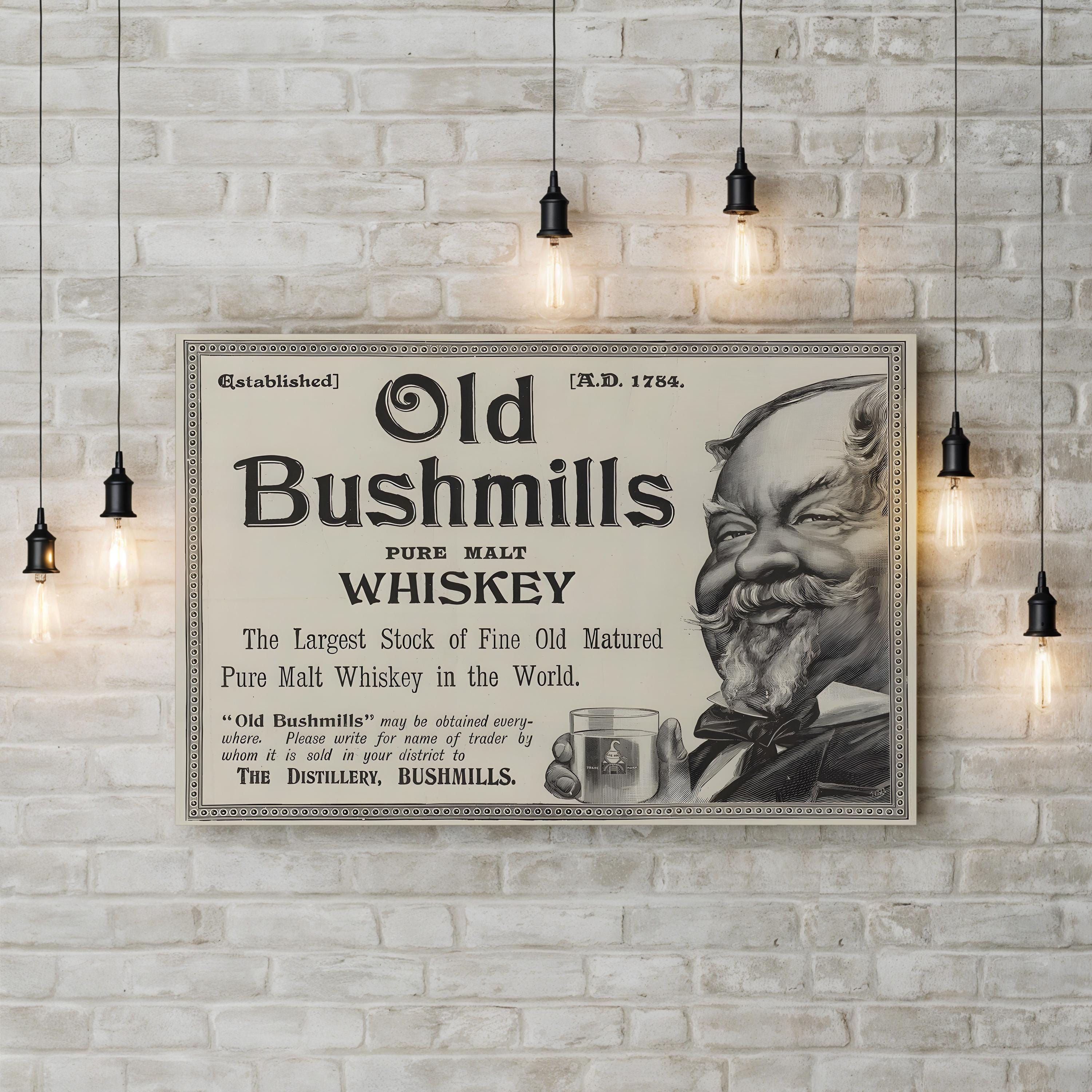 1896 Illustrated Advertisement Whiskey Canvas Wall Art