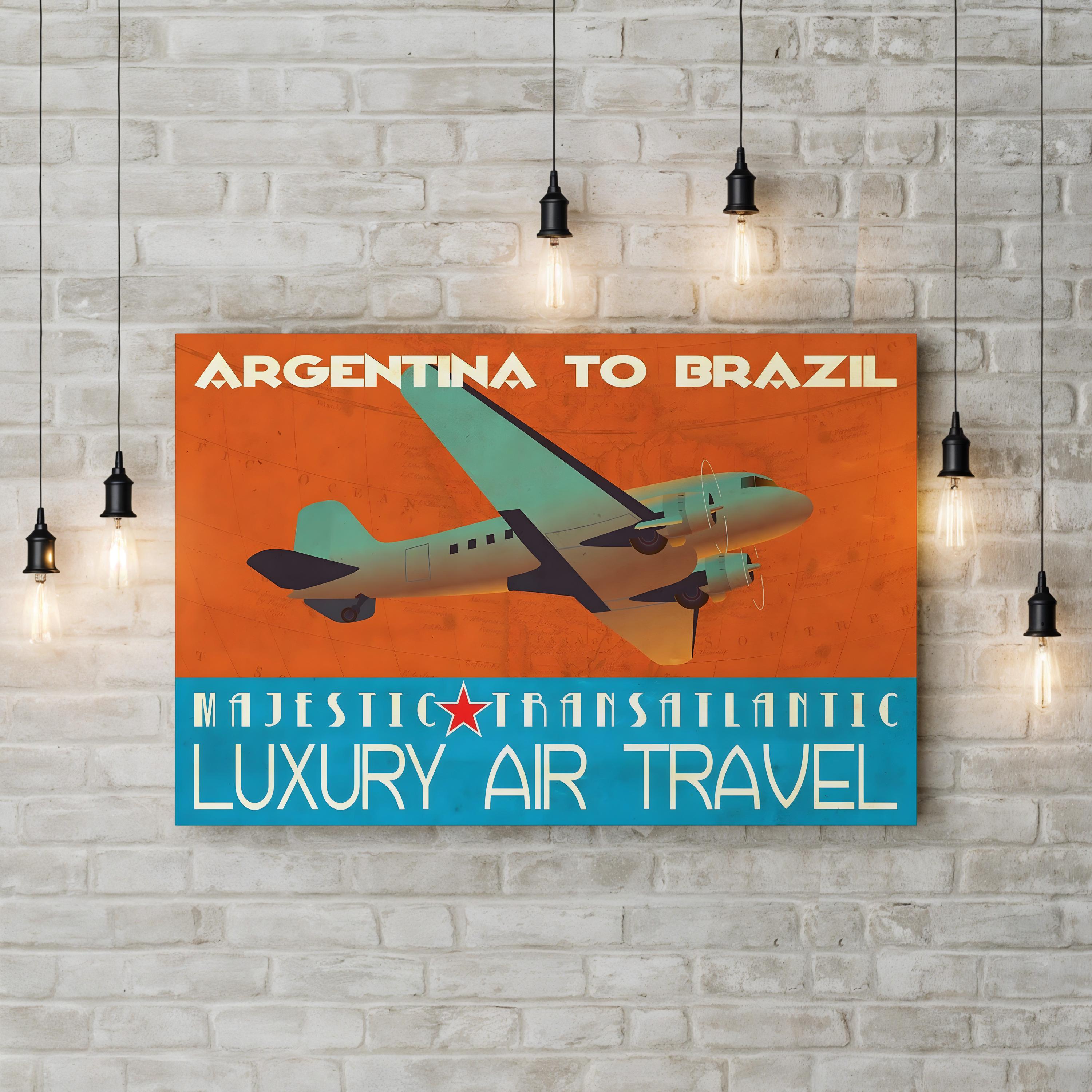 Vintage 1940s Air Travel Poster Canvas Print: Transatlantic & South American Aviation Art