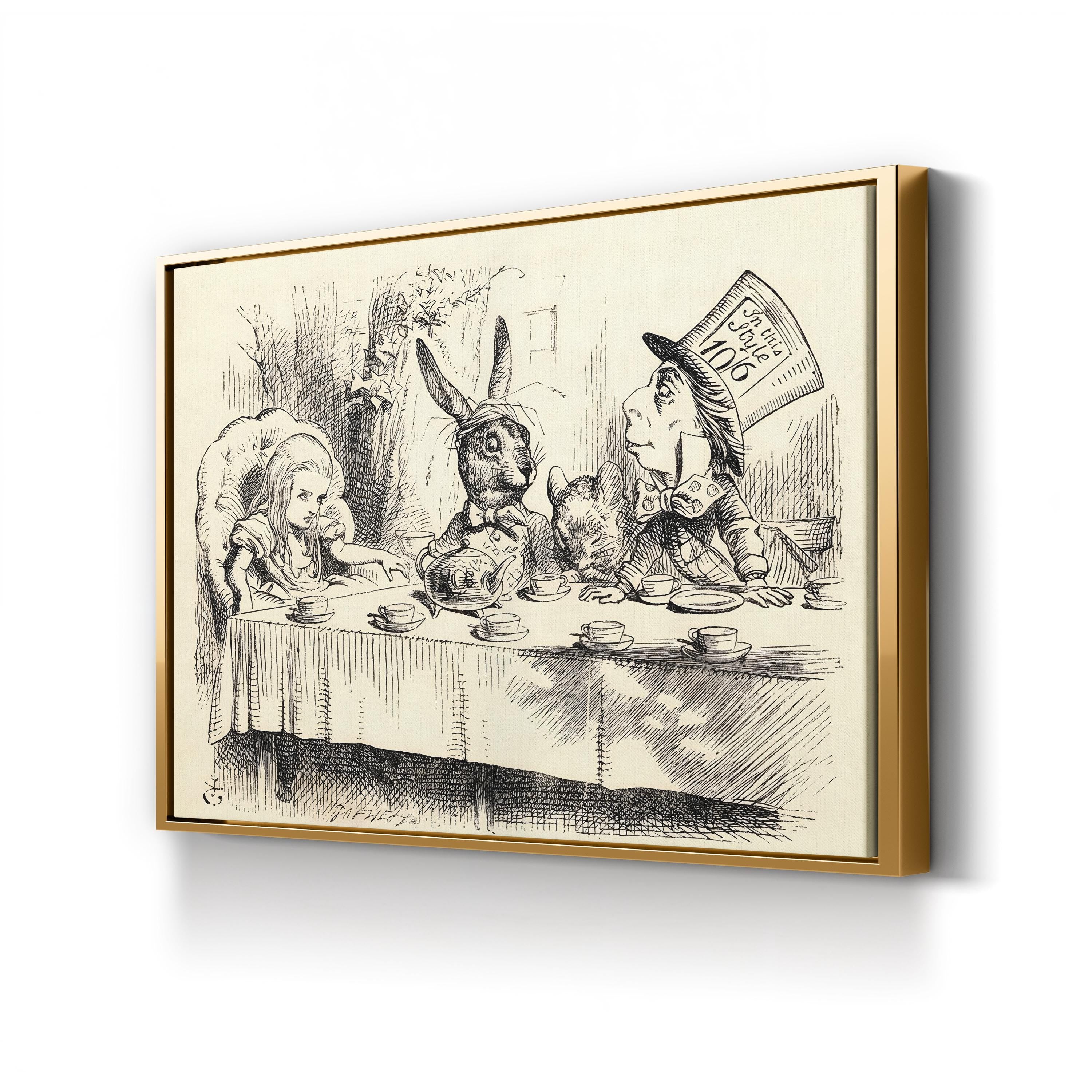 Alice at the Mad Hatter’s Tea Party canvas print in a white frame