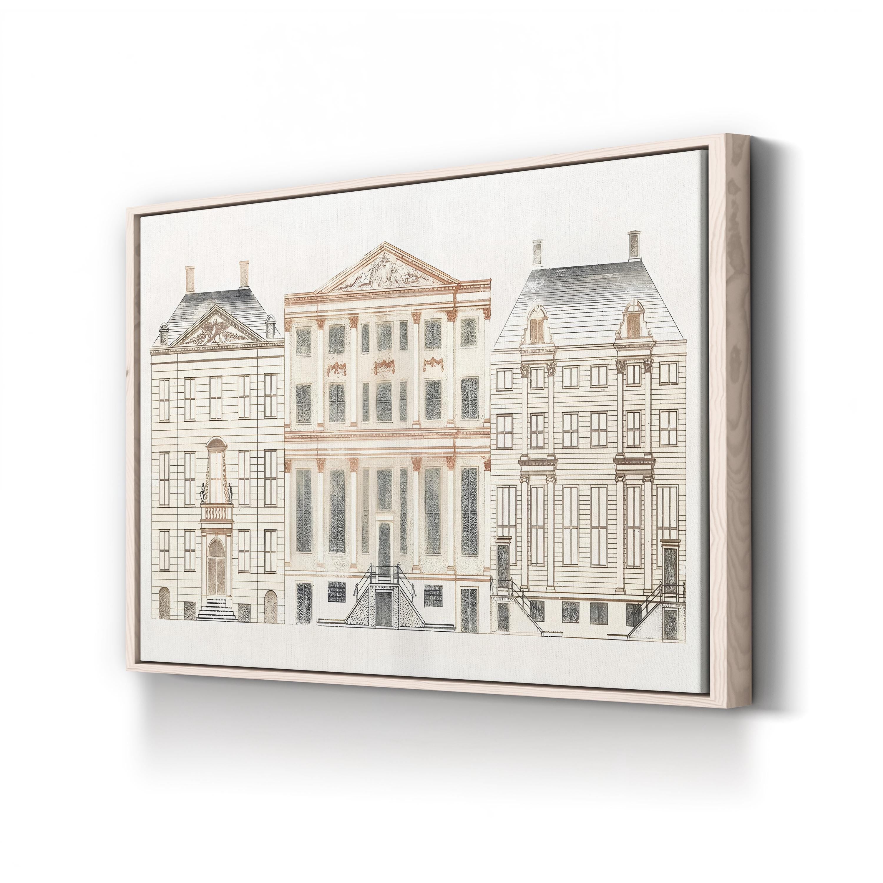 Vintage Amsterdam Canal House Canvas Art: Historic European Architecture