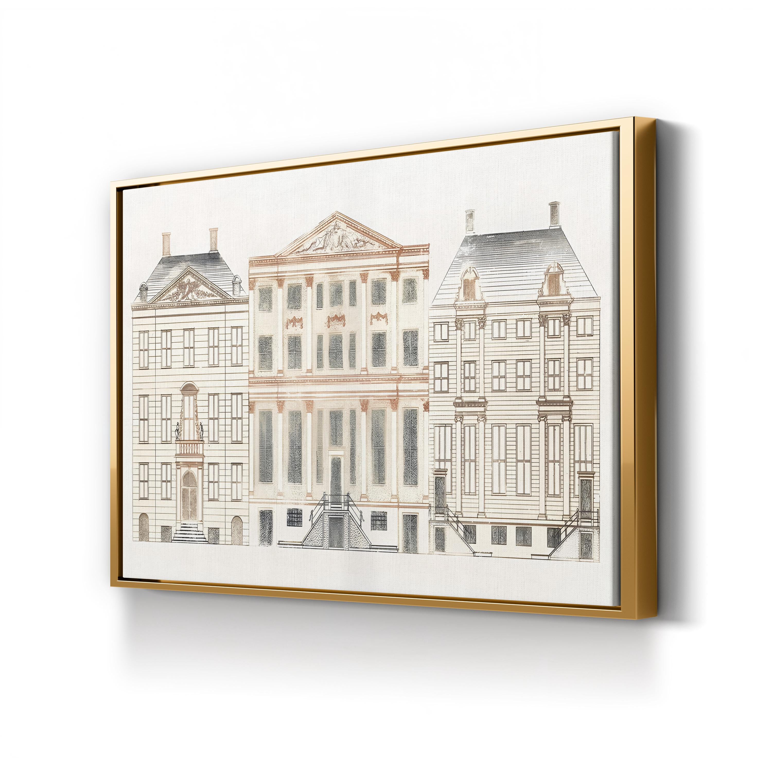 Vintage Amsterdam Canal House Canvas Art: Historic European Architecture