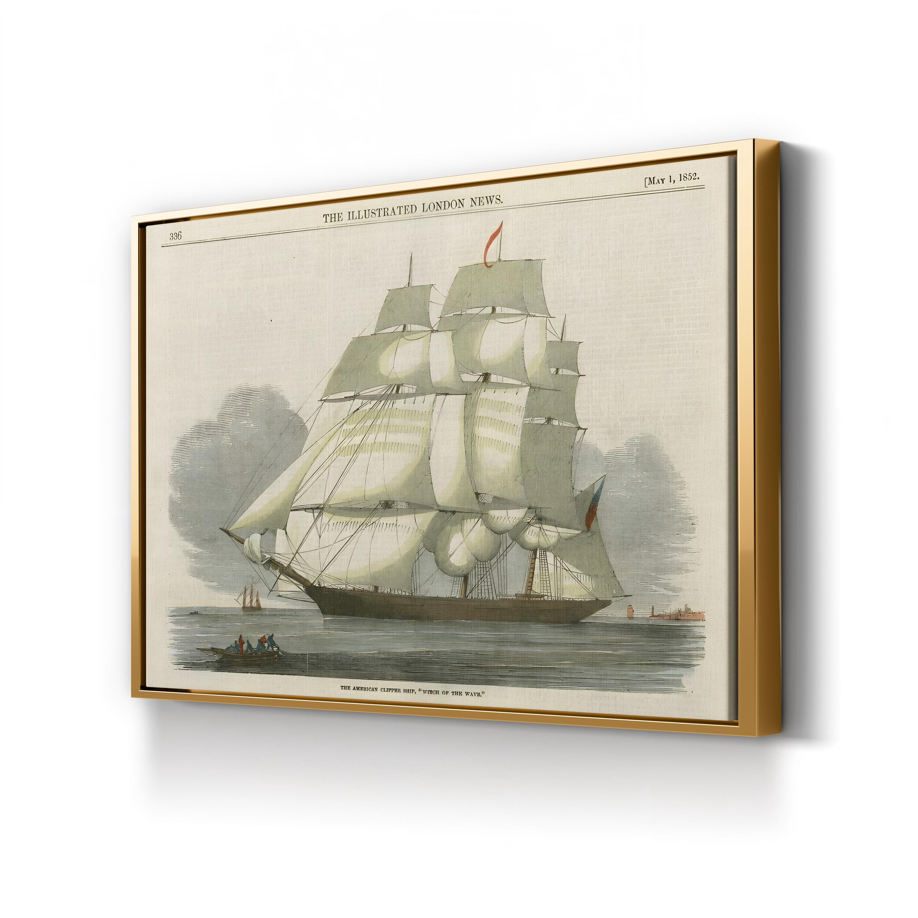 Antique Clipper Ship II – Framed Vintage Nautical Canvas Art by Vision Studio