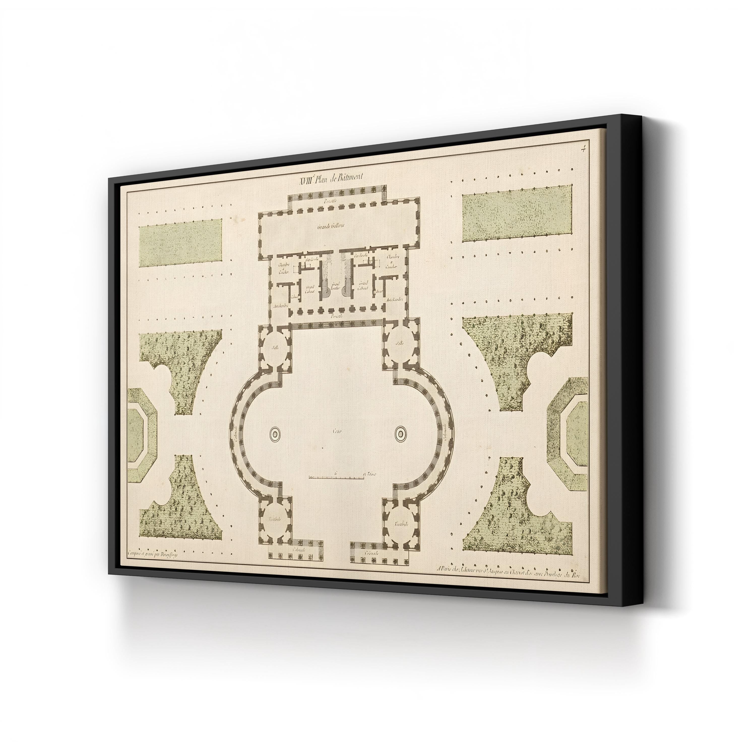 Antique Garden Plan II Wall Art by Jean Deneufforge – Classical Botanical Landscape Design Print