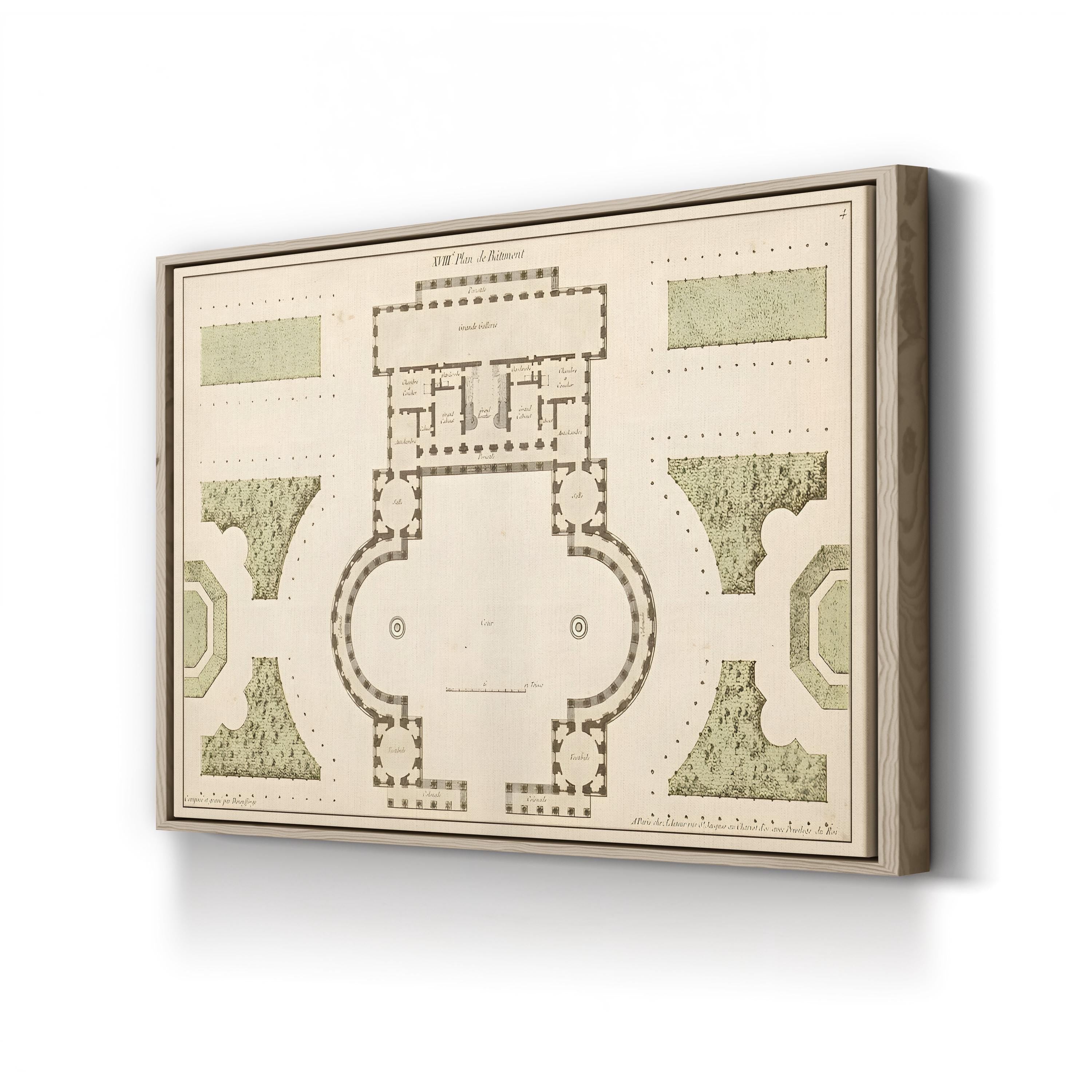 Antique Garden Plan II Wall Art by Jean Deneufforge – Classical Botanical Landscape Design Print