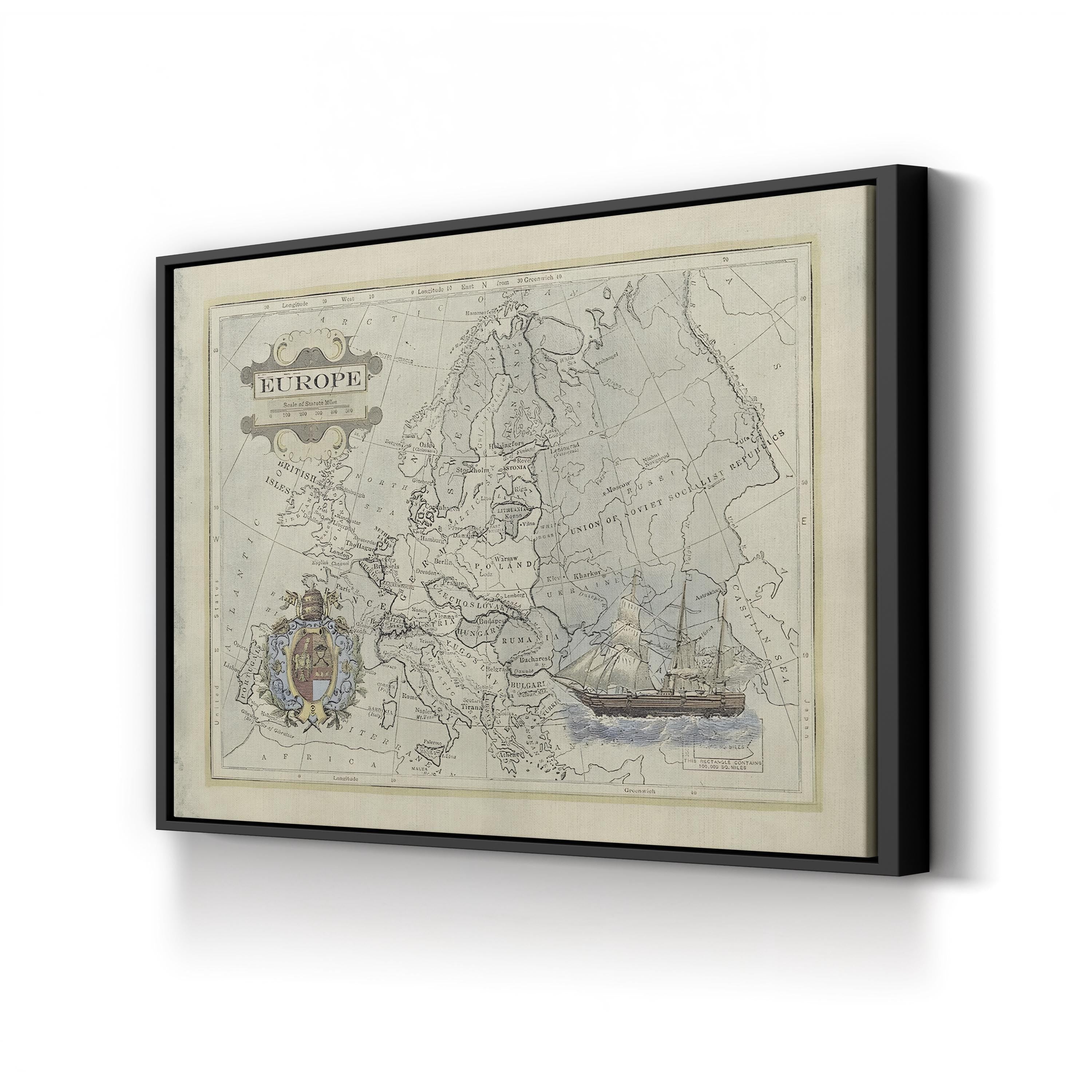 Historical Map of Europe – Period Illustration Wall Art | Antique Cartography Canvas Print