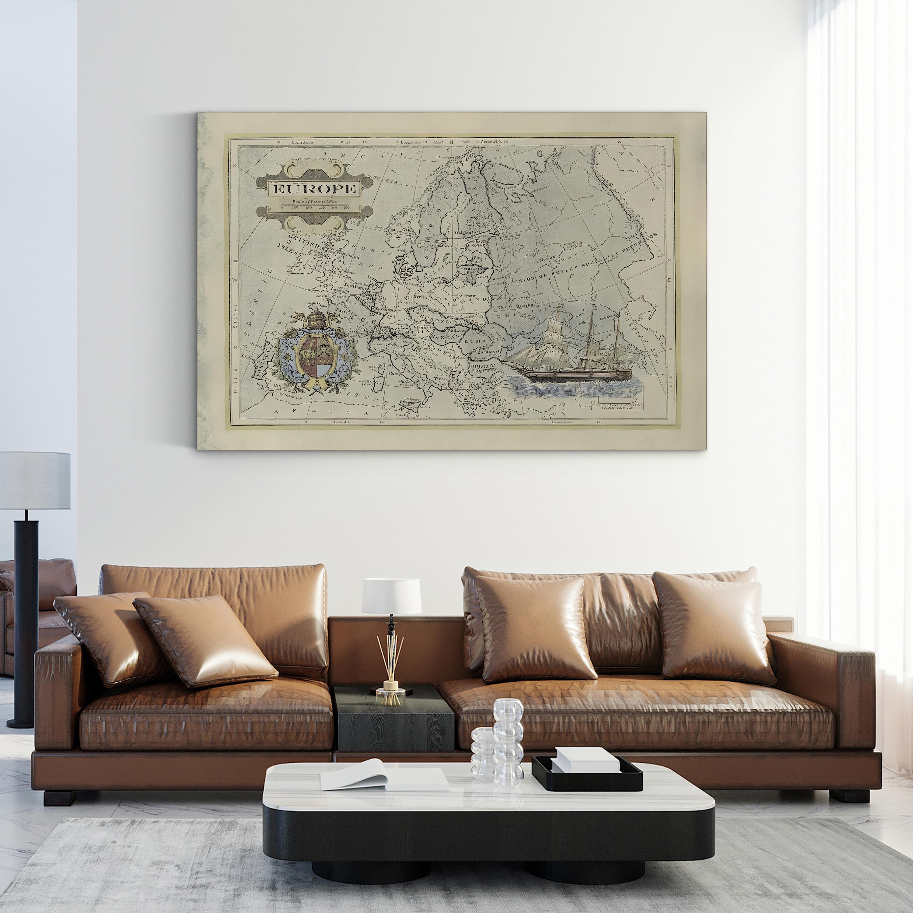 Historical Map of Europe – Period Illustration Wall Art | Antique Cartography Canvas Print