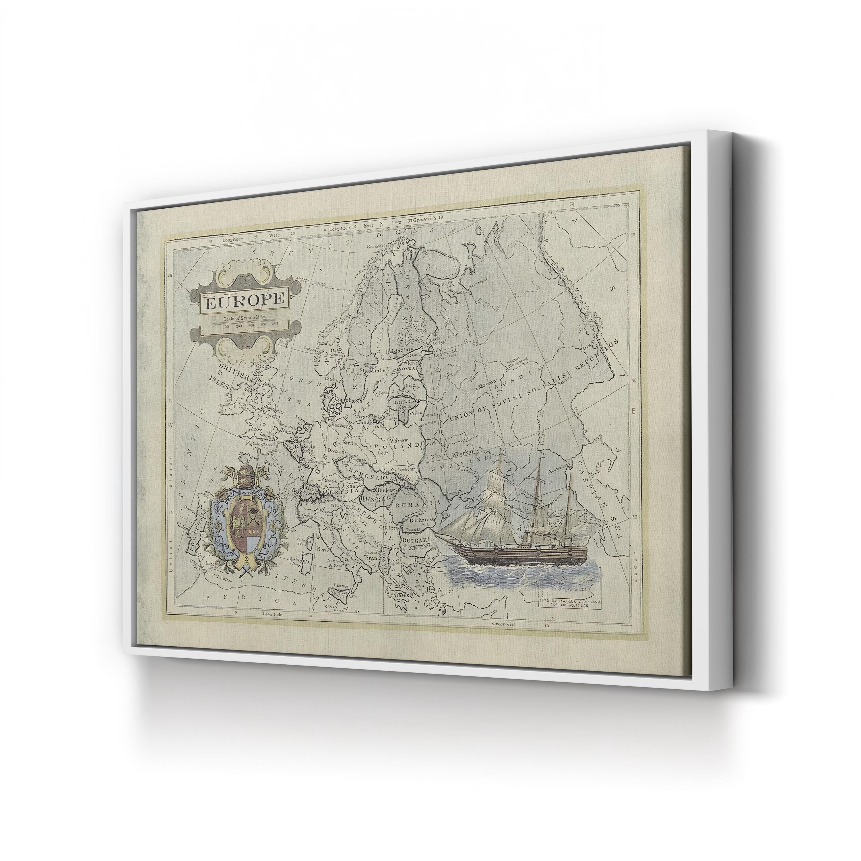 Historical Map of Europe – Period Illustration Wall Art | Antique Cartography Canvas Print