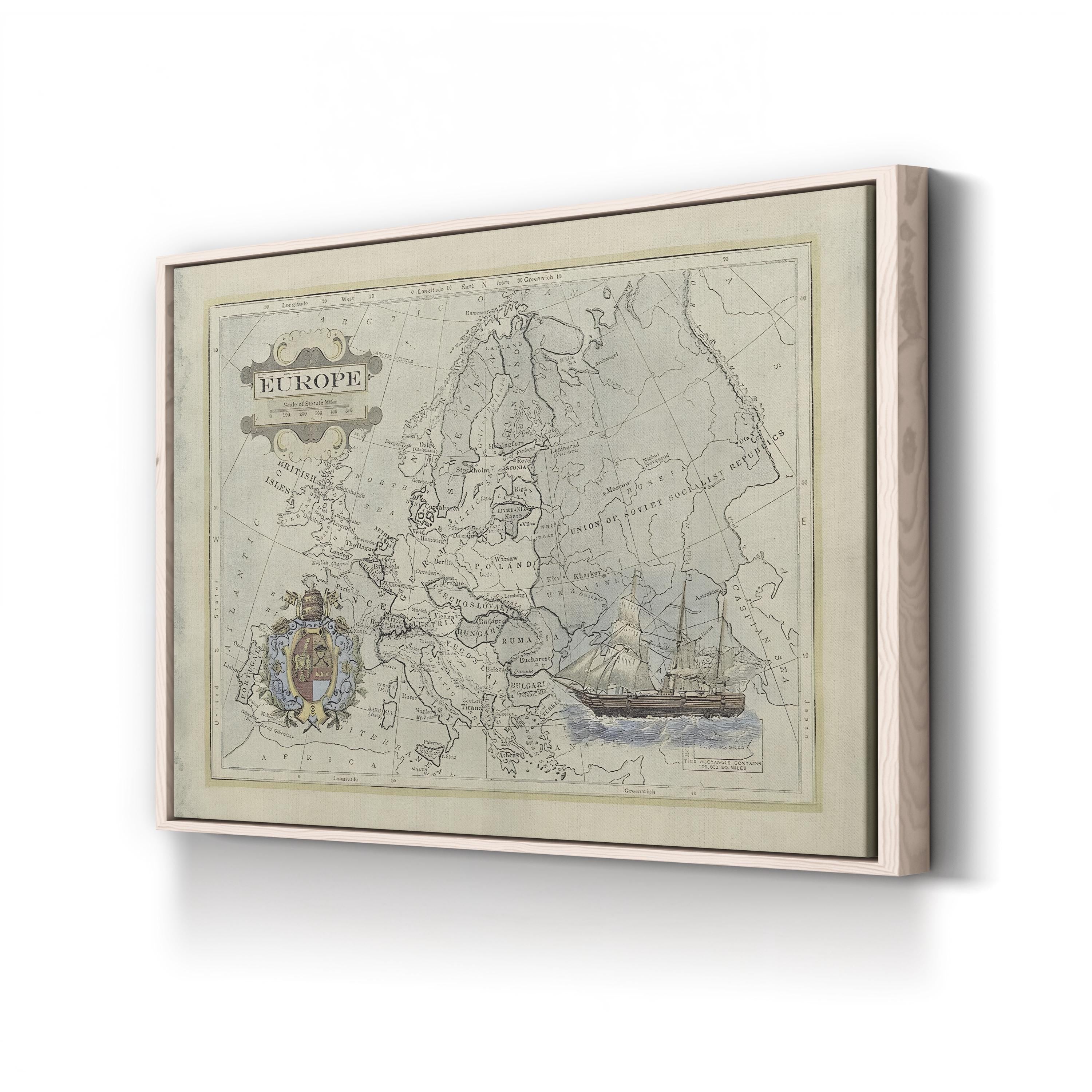 Historical Map of Europe – Period Illustration Wall Art | Antique Cartography Canvas Print