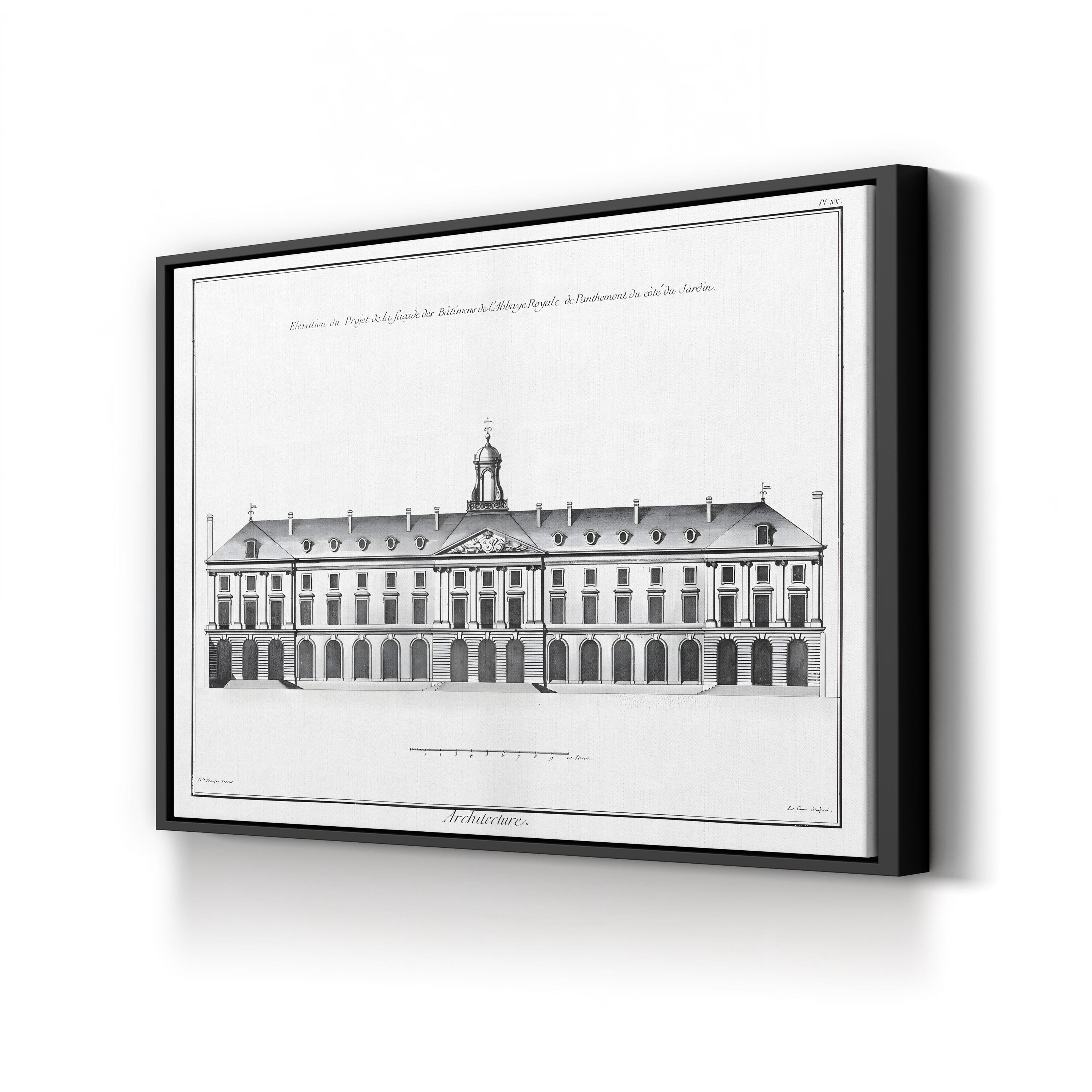 Vintage Architectural Elevation Canvas Print: Classic Building Design