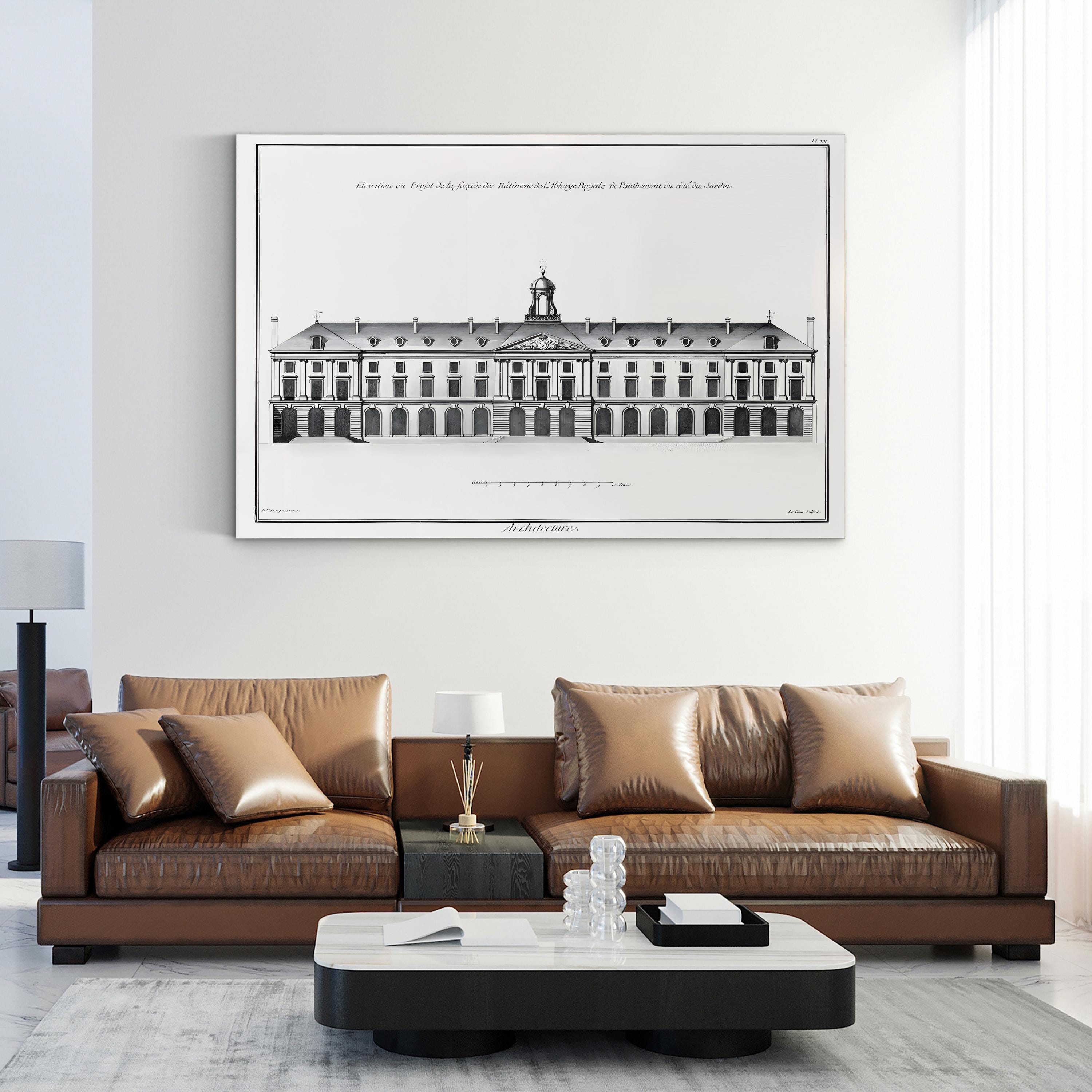 Vintage Architectural Elevation Canvas Print: Classic Building Design