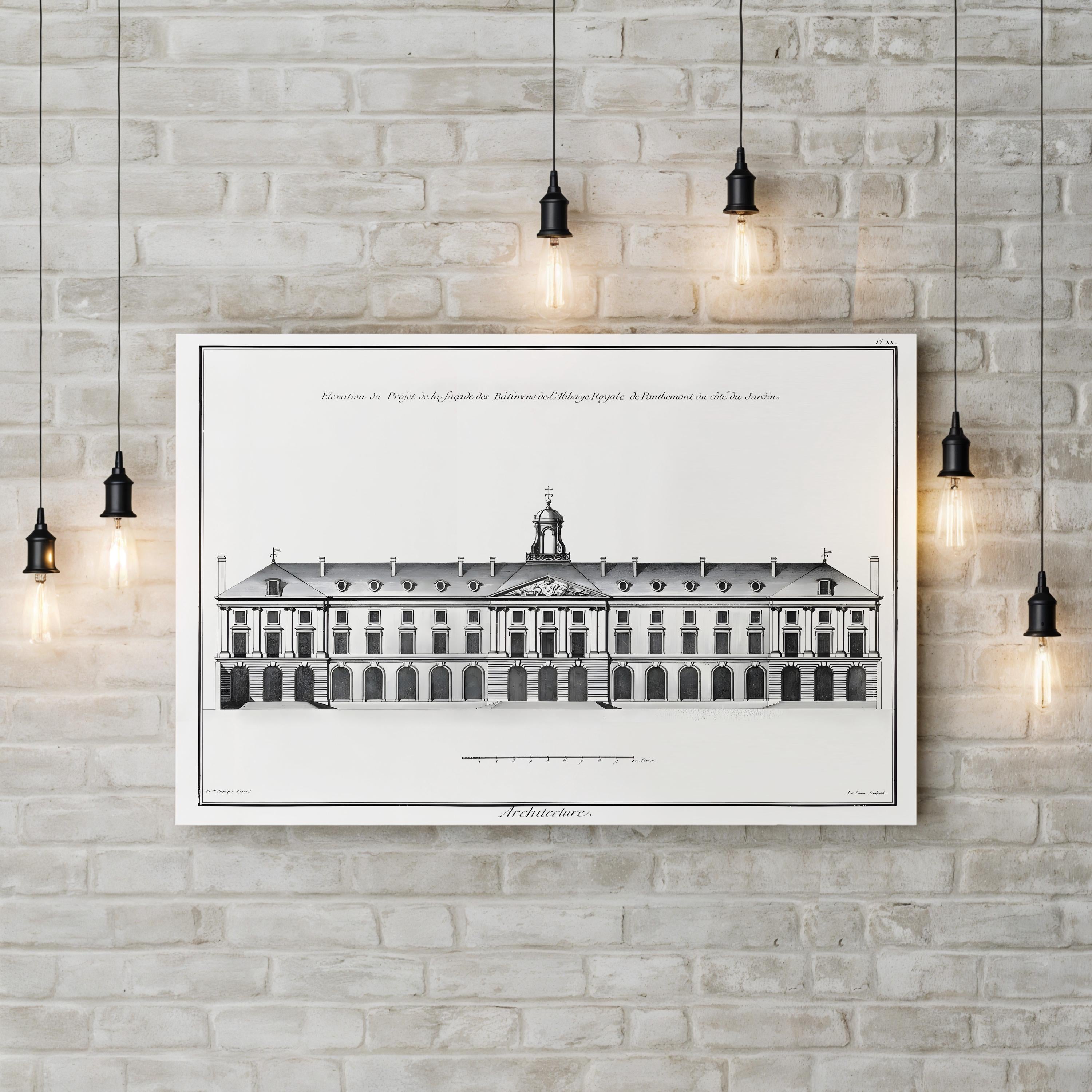 Vintage Architectural Elevation Canvas Print: Classic Building Design