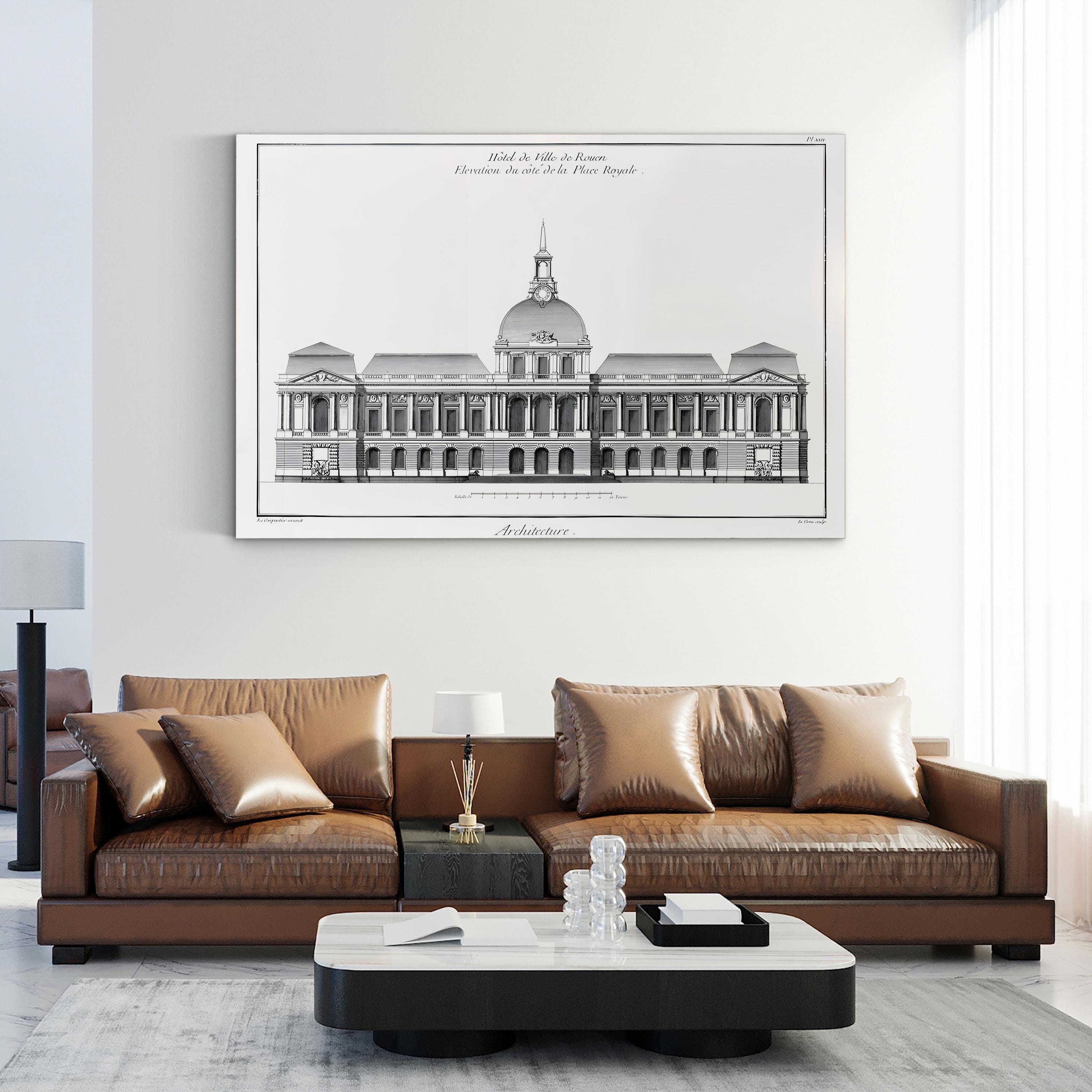 Vintage Architectural Elevation Canvas Print: Historic Building Design
