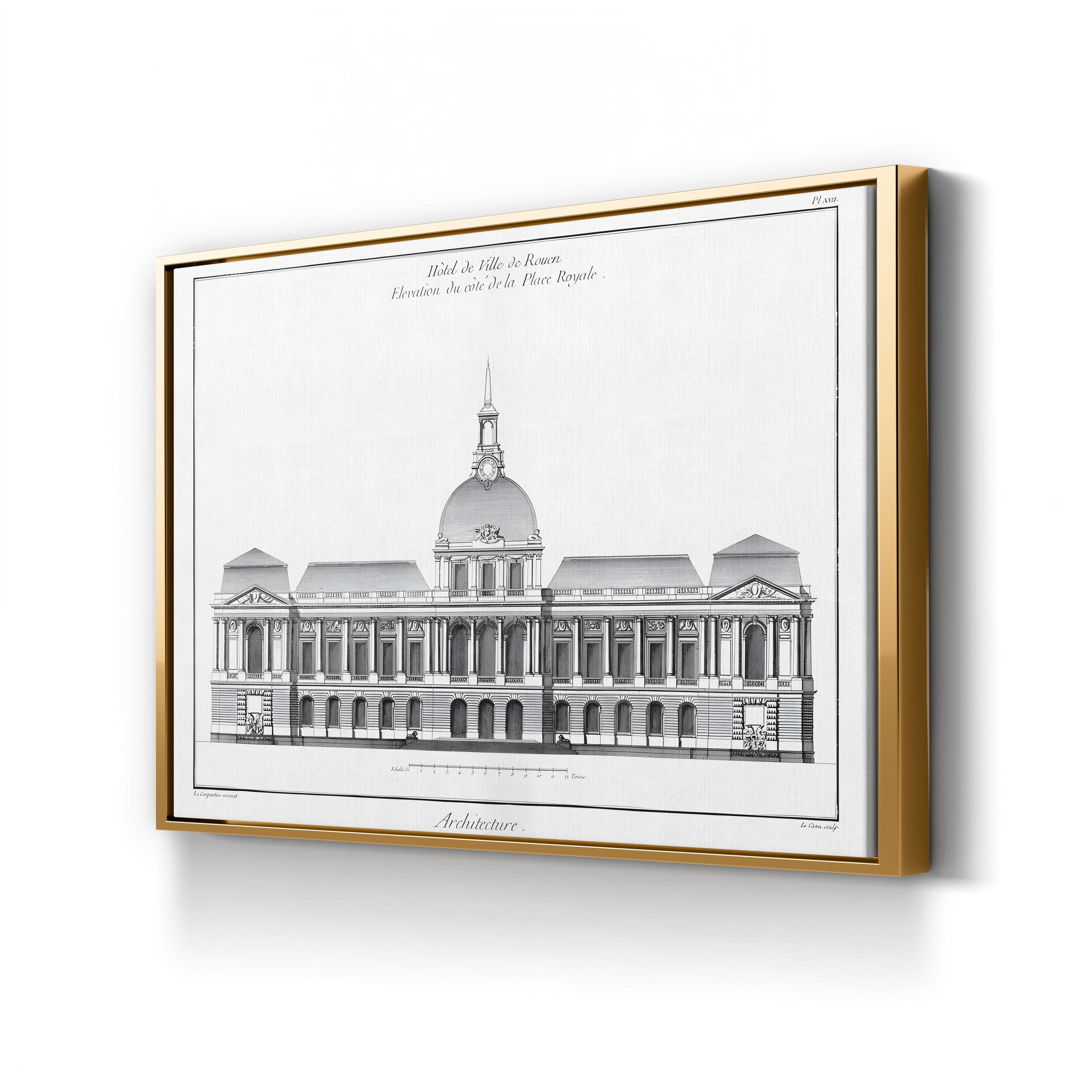 Vintage Architectural Elevation Canvas Print: Historic Building Design