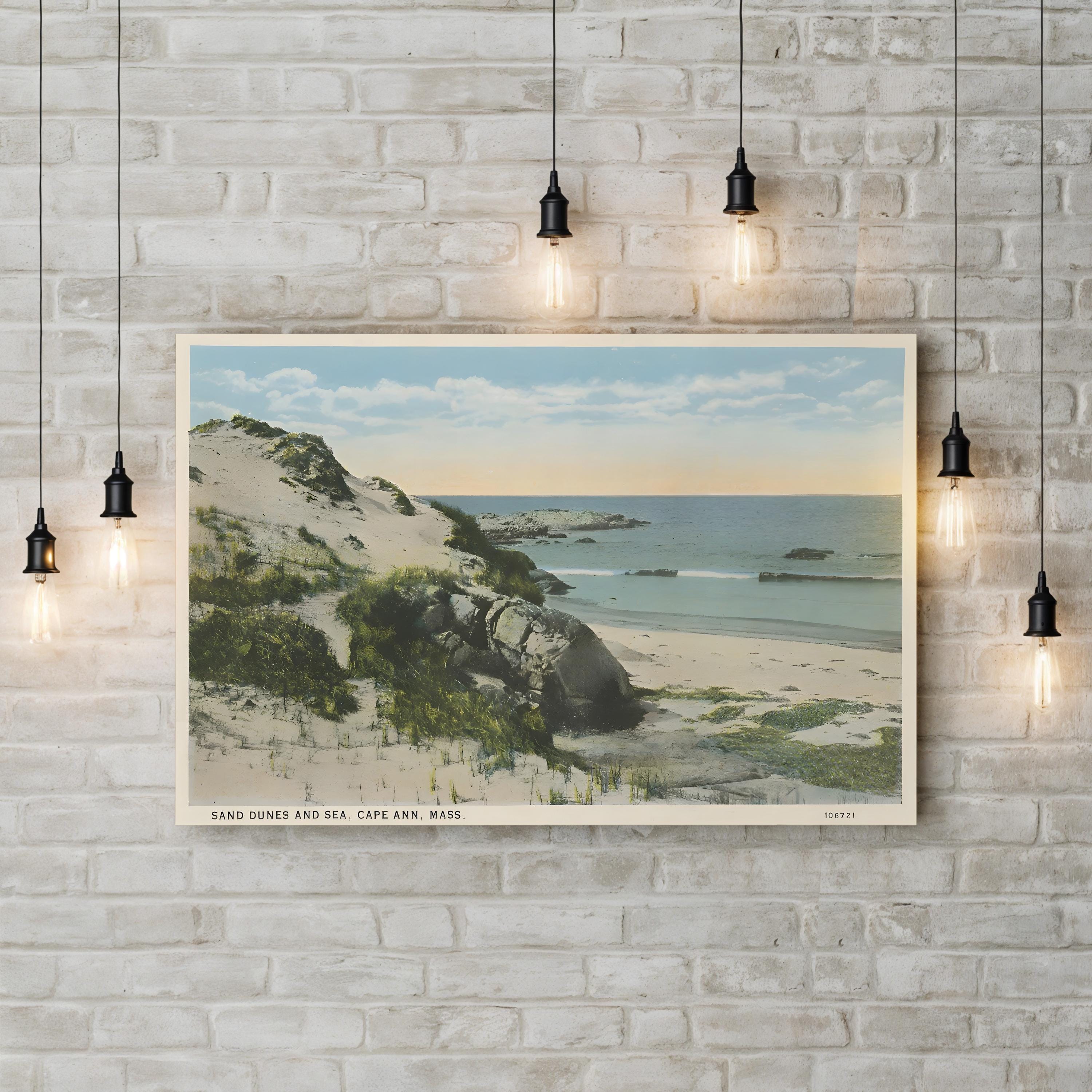 Beach Postcard V – Period Illustration Wall Art | Vintage Coastal Canvas Print