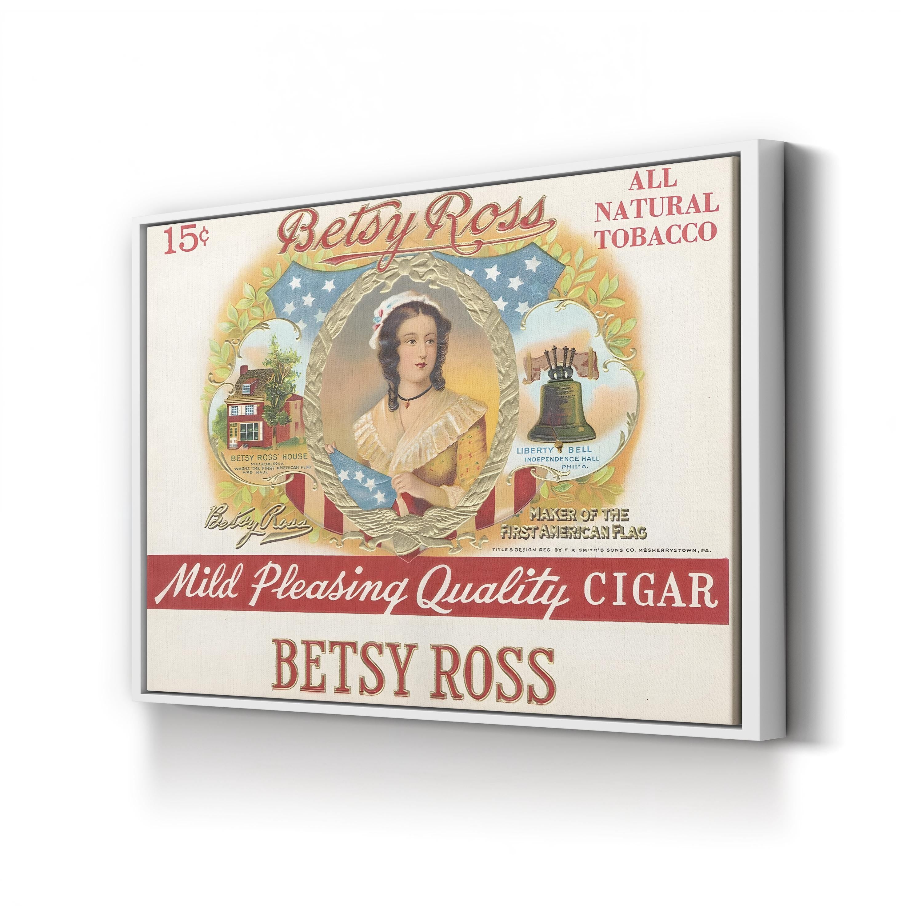 Vintage Betsy Ross Advertisement Poster: Antique Cigar Label Art