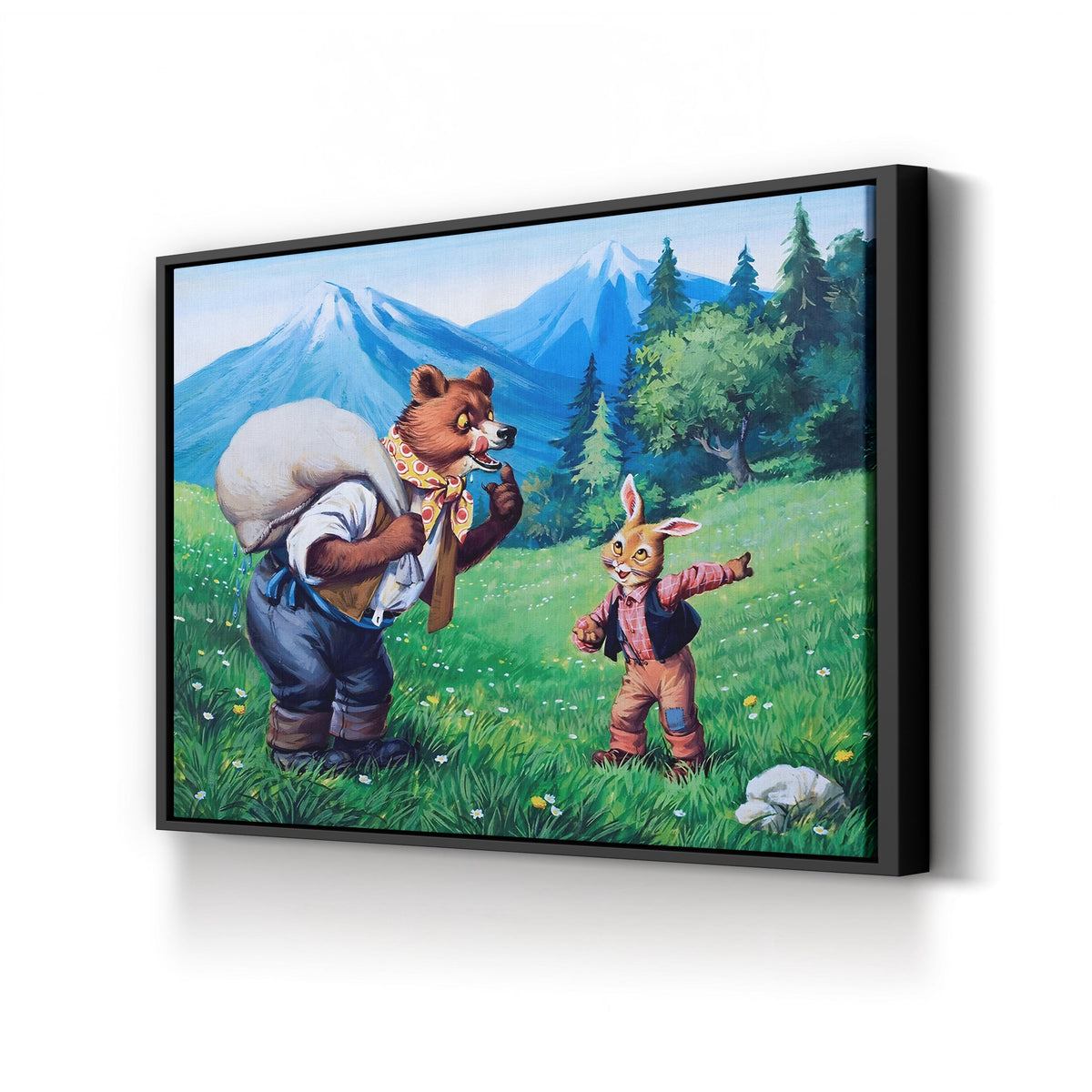 Brer Rabbit and Brer Bear canvas print in a black frame