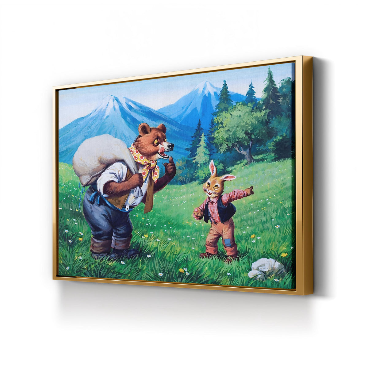 Brer Rabbit and Brer Bear canvas print in a gold frame