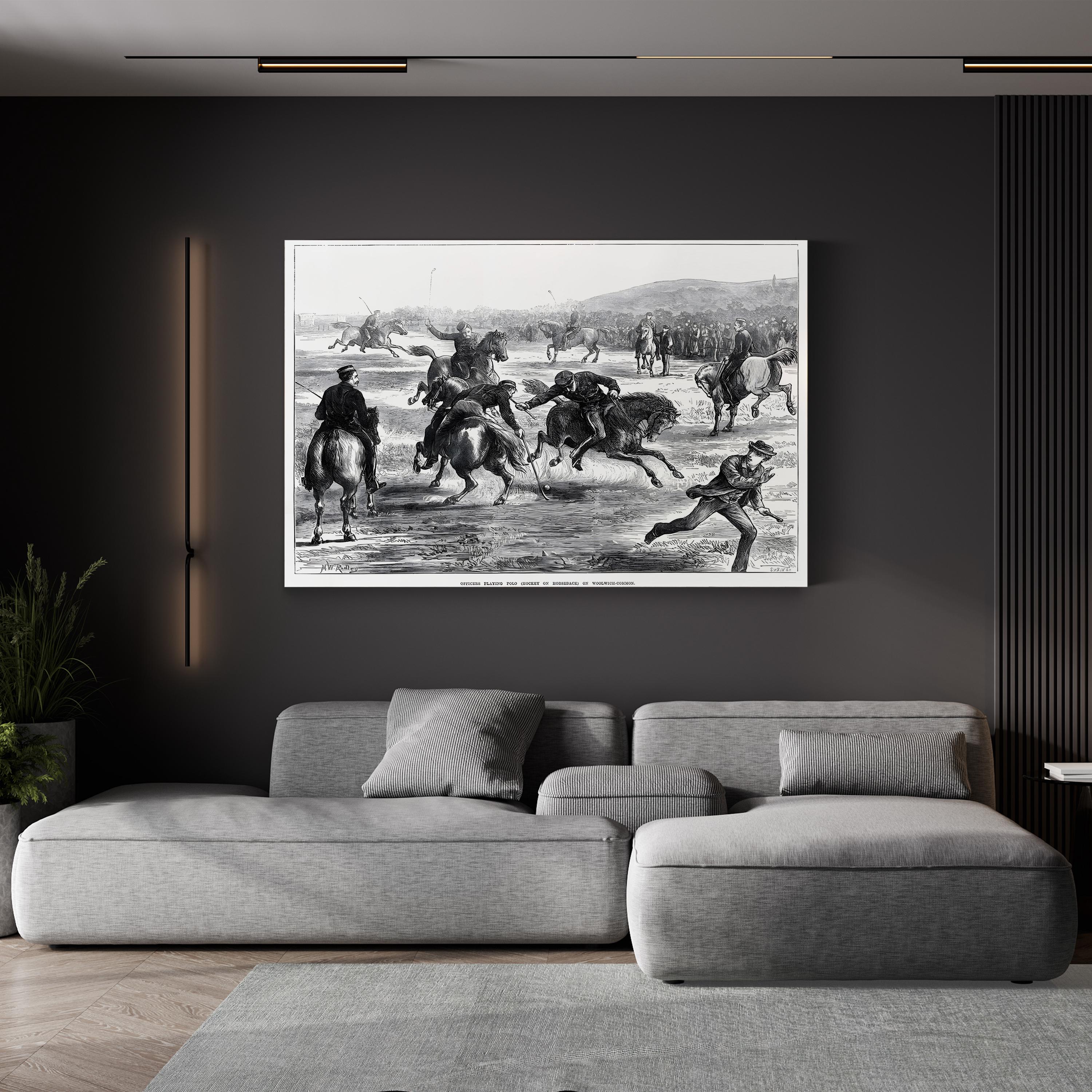 Officers Playing Polo on Woolwich Common by Matthew White Ridley canvas print, Gallery Canvas unframed