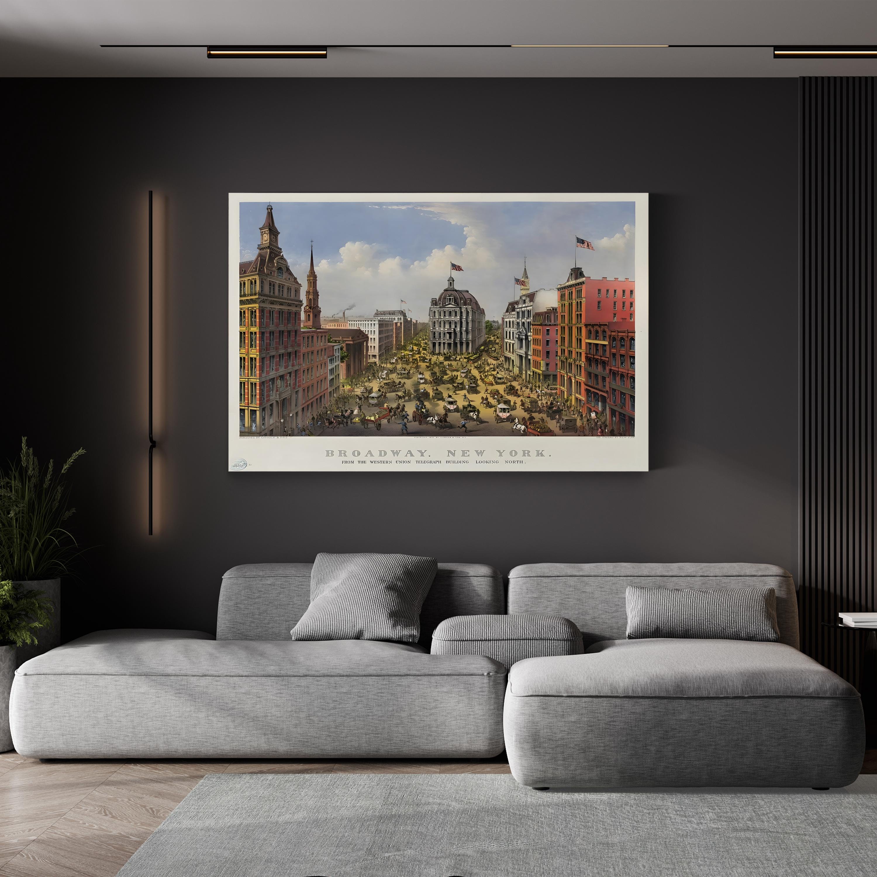 Gilded Age Broadway New York (1875)  Cityscape Canvas Print