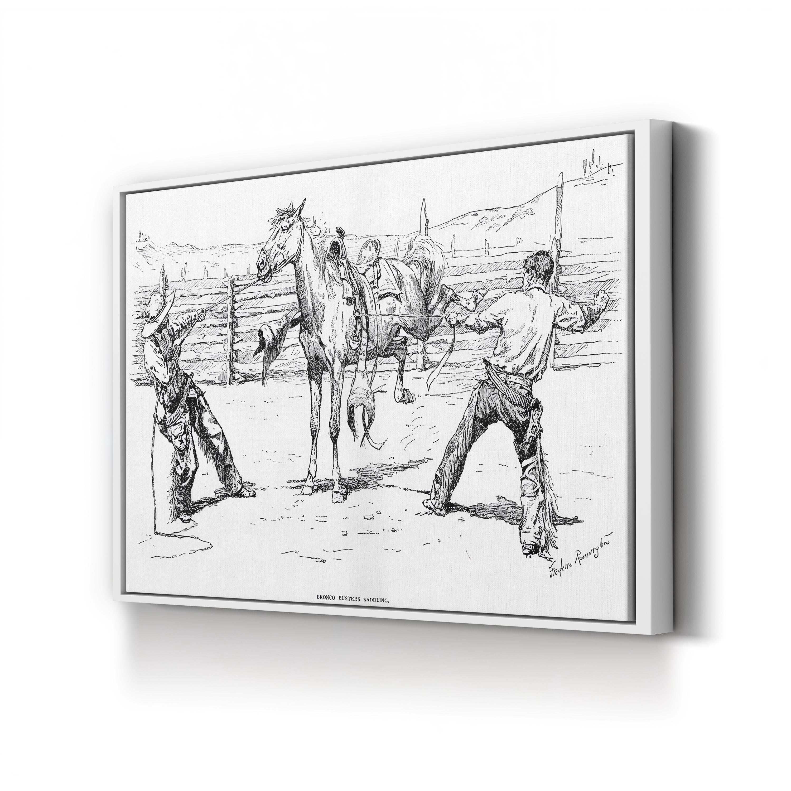 Bronco Busters Cowboys – Period Illustration Wall Art | Vintage Rodeo Canvas Print