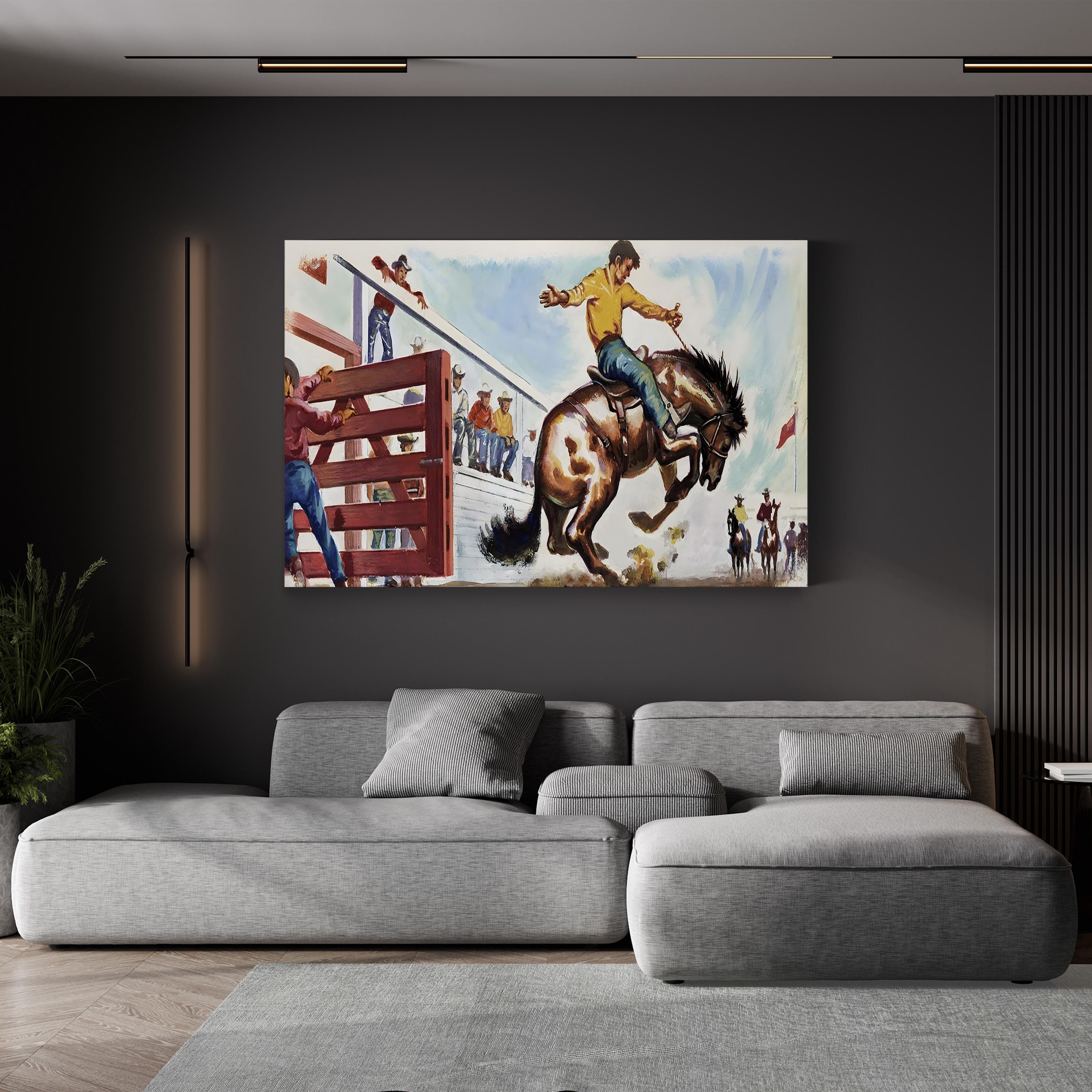 Bucking Broncho at the Rodeo Wall Art by English School