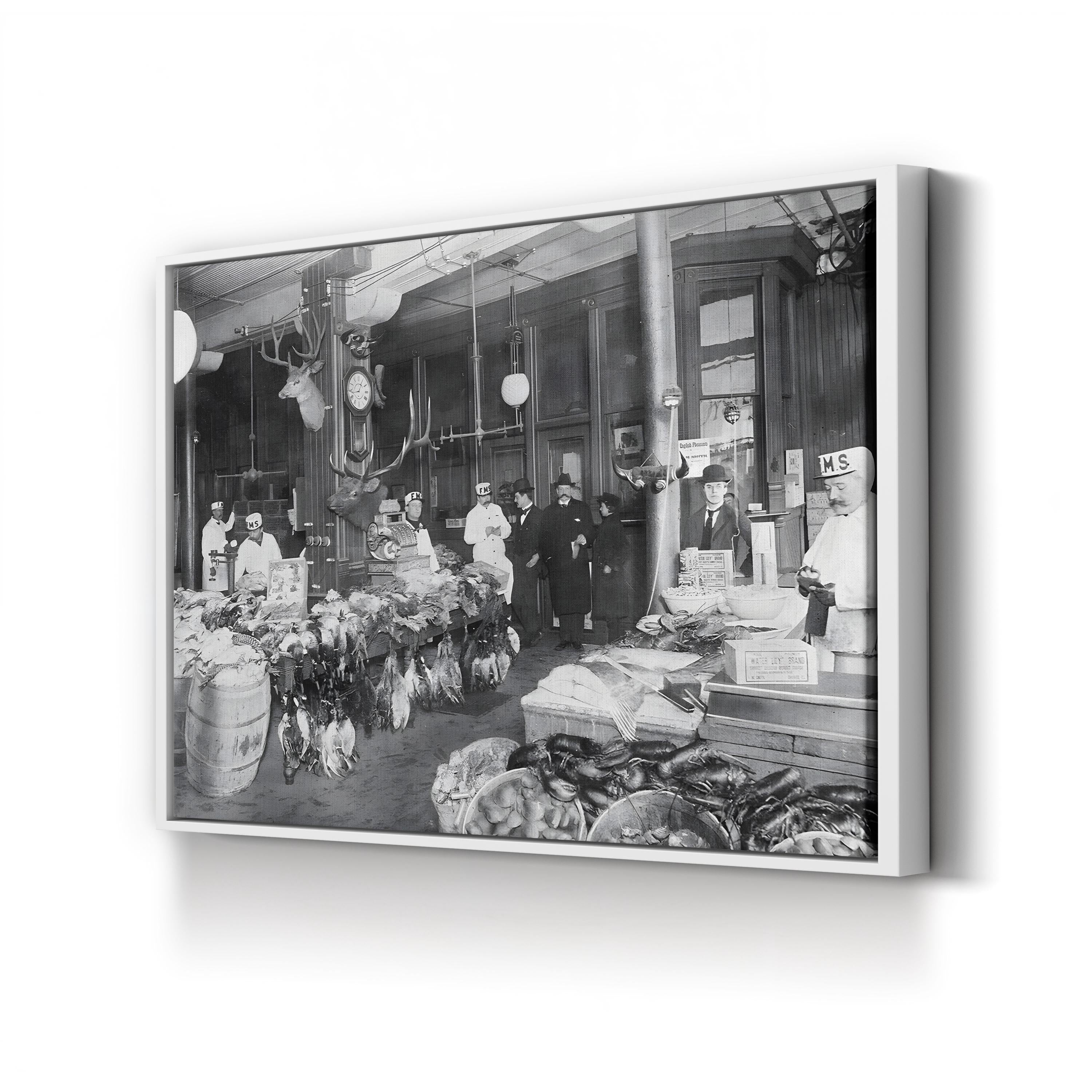 Early 1900s Butcher Shop Interior – Vintage Photography Wall Art | Rustic Kitchen Canvas Print