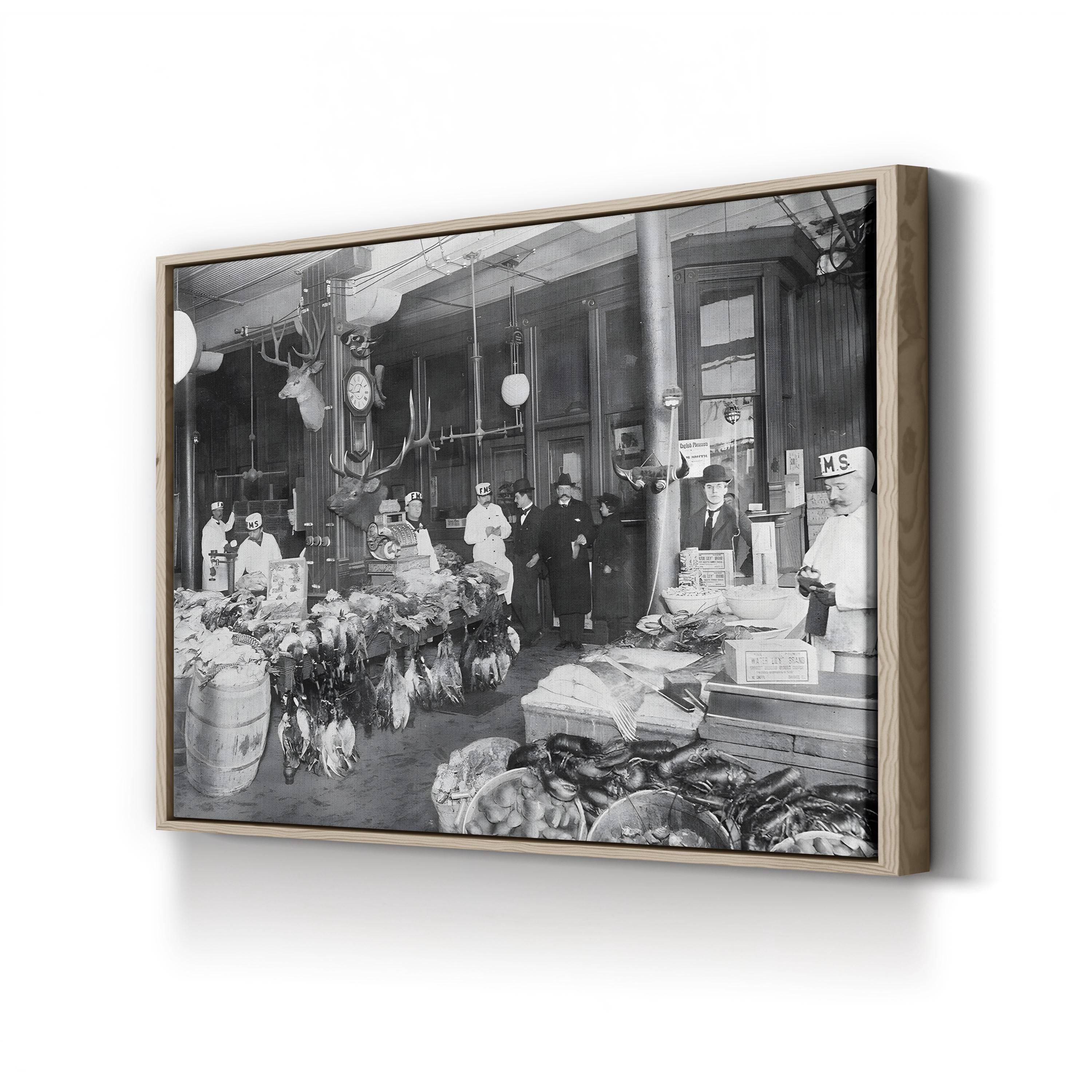 Early 1900s Butcher Shop Interior – Vintage Photography Wall Art | Rustic Kitchen Canvas Print