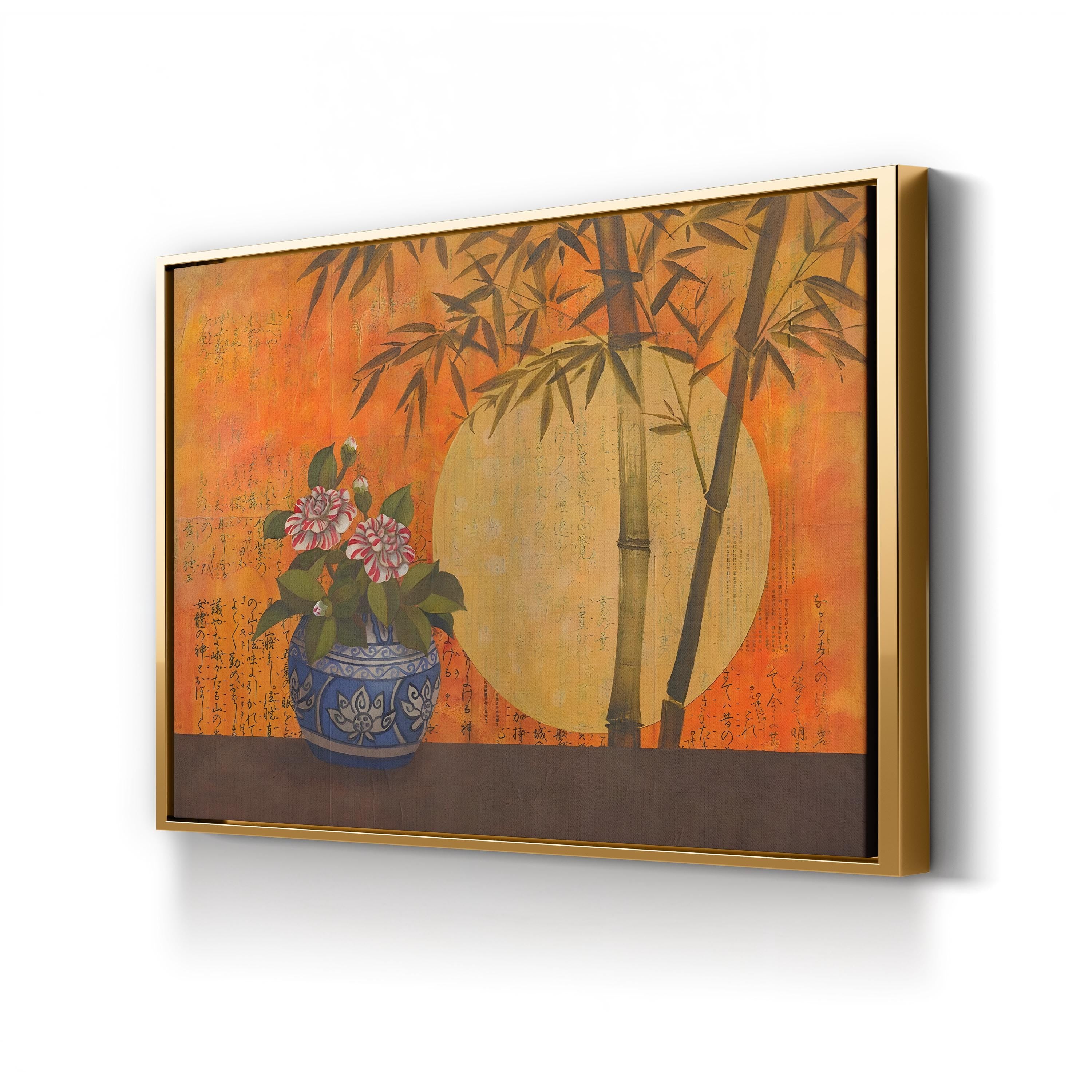 Camellia Sunrise Japanese Botanical Canvas Wall Art by Studio Voltaire