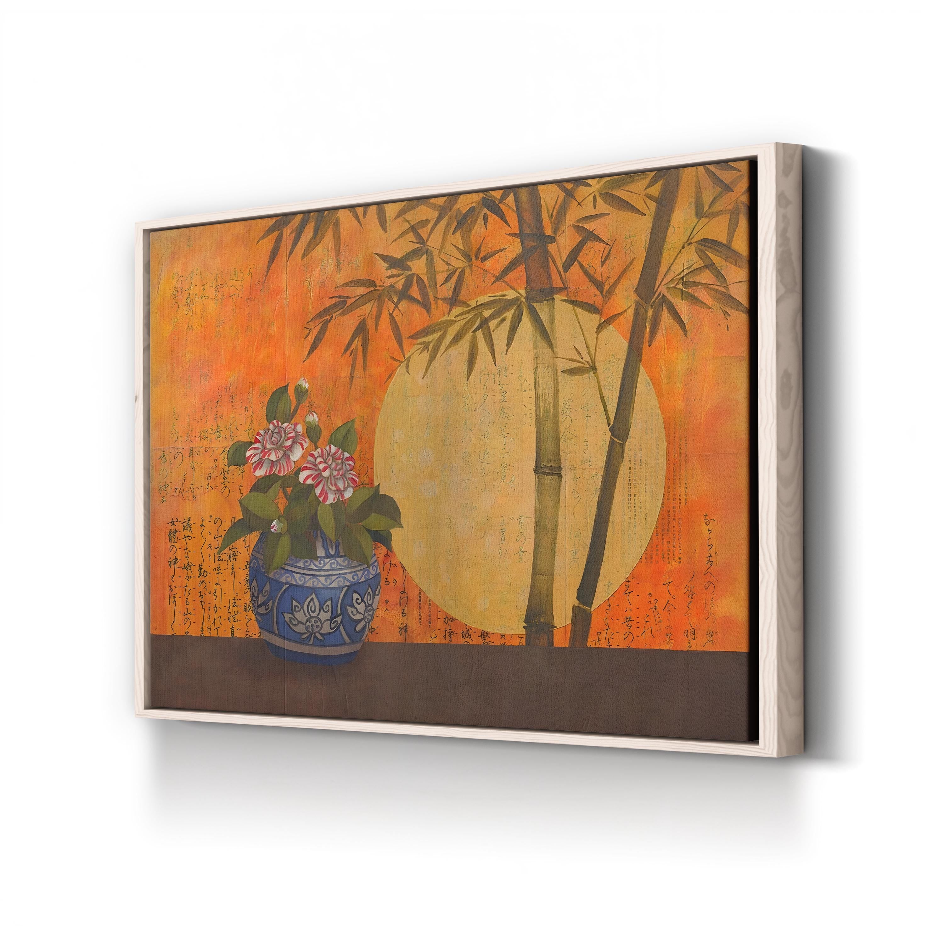 Camellia Sunrise Japanese Botanical Canvas Wall Art by Studio Voltaire
